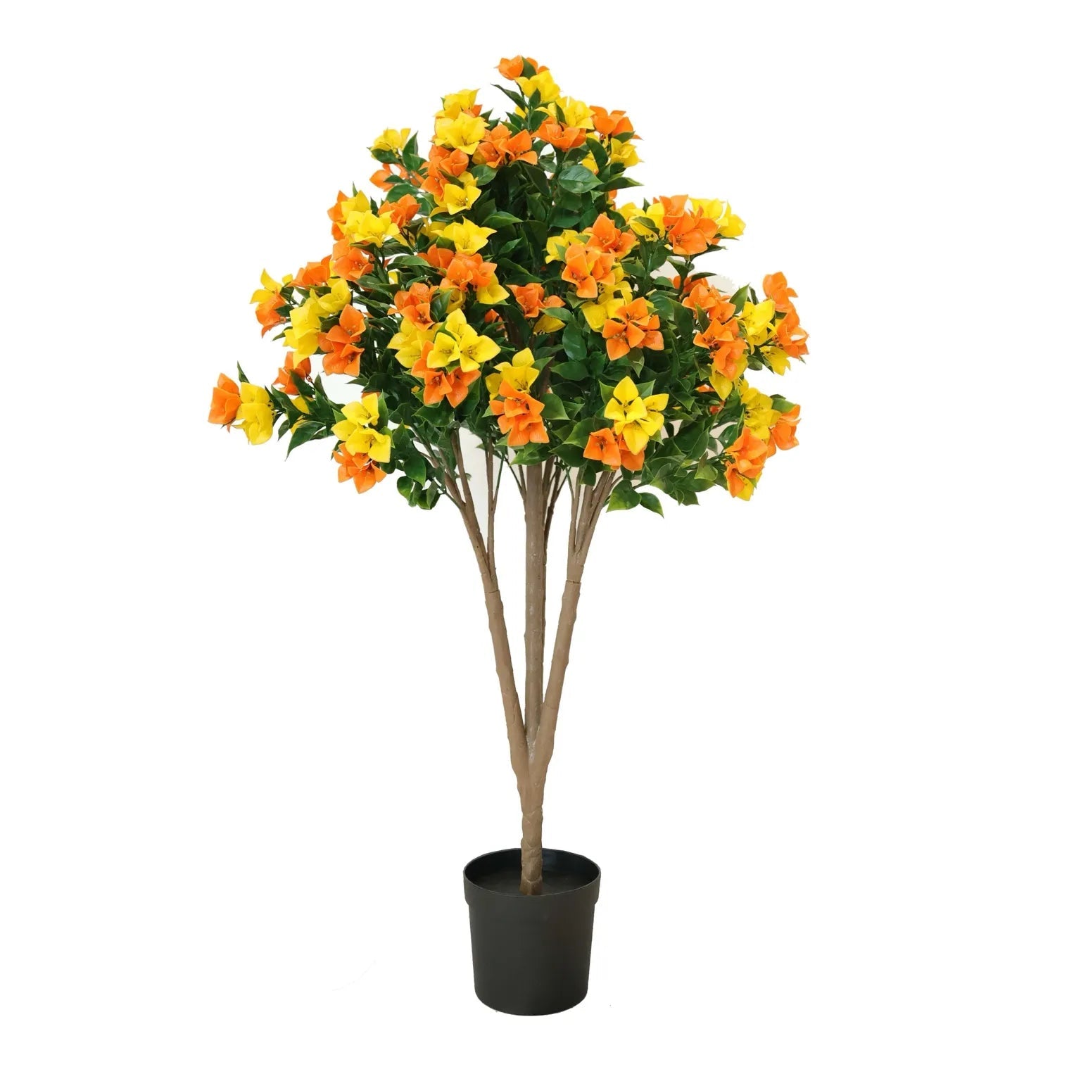 Bougainvillea Bloom Tree - 120cm Artificial Yellow & Orange Flowers UV Resistant for Outdoor & Indoor Decor - Perfect for Patio, Garden, Wedding, and Home Decoration