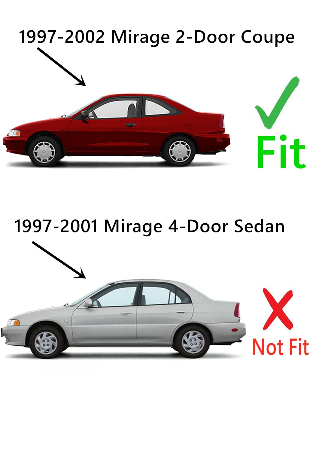 Driver Side Window Glass Replacement for Mitsubishi Mirage 2-Door Coupe 1997-2002 - Left Front Door Glass - Perfect for Auto Repair & Restoration Projects
