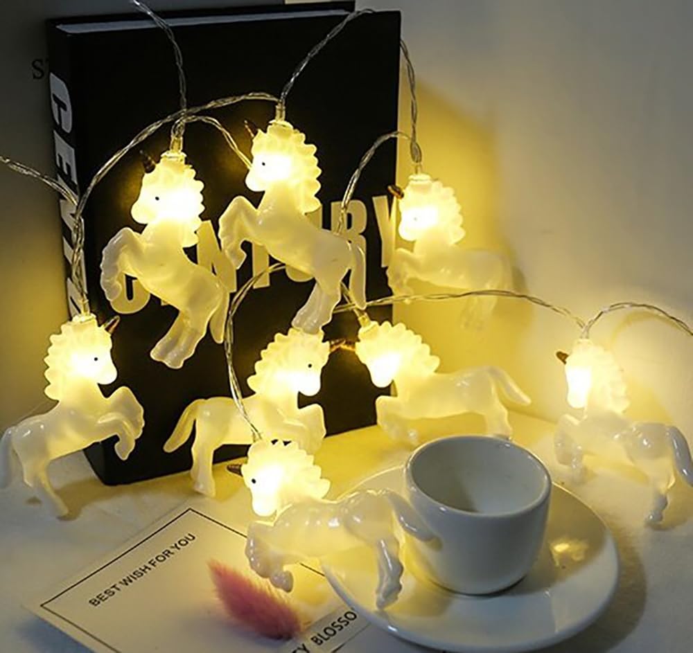10 LED Unicorn String Lights - 6.8 ft Battery Powered Fairy Lights for Girls Room Decor, Birthday Parties, Christmas & Holiday Decorations - Perfect for Bedroom, Nursery, Wedding and Baby Shower Decor