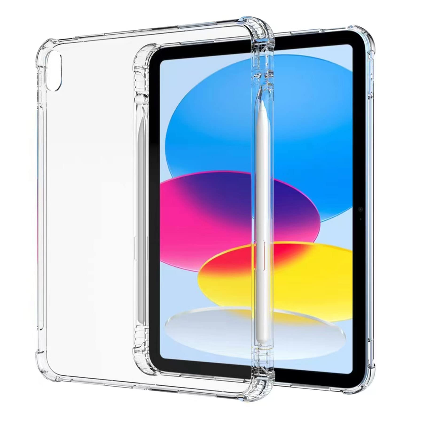 Clear Protective Case for iPad 11th/10th Gen 10.9-inch (2025/2022 Model) - Slim Flexible Lightweight TPU Silicone Cover with Apple Pencil Holder - Perfect for Work, School & Travel (Transparent)