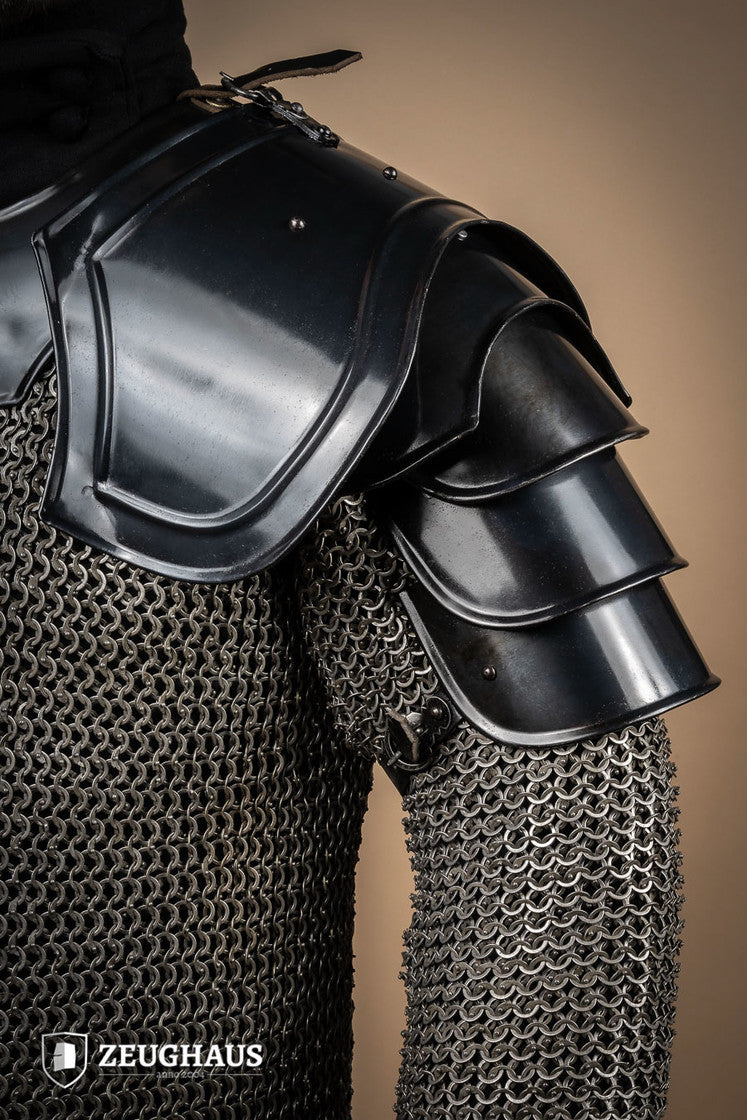 Medieval Pauldrons for Warriors - Burnished Steel Shoulder Armor for LARP, Cosplay & Renaissance Fairs | Authentic Knight Costume Accessory