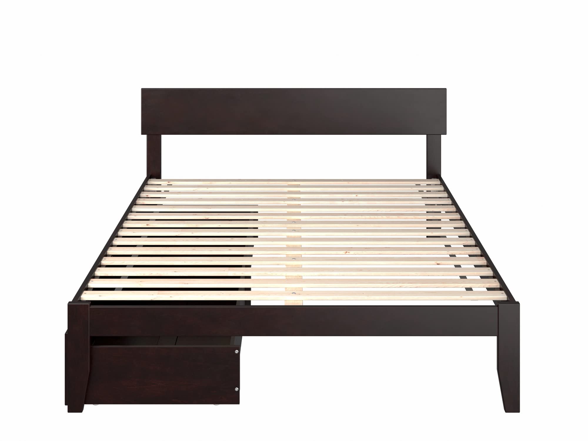 AFI Boston Queen Size Platform Bed Frame with Storage Drawers - Espresso Finish - Modern Bedroom Furniture for Small Spaces & Storage Solutions