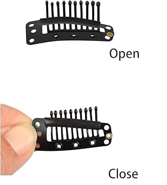 Baal Hair Extension Clips for Women & Men - U-Shape Wig Clips for Hair Patches, Wigs & Wefts | Secure Snap-On Hair Bonding Clips (Black, 12-Pack) | Perfect for Daily Styling, Cosplay & Hair Loss Solutions
