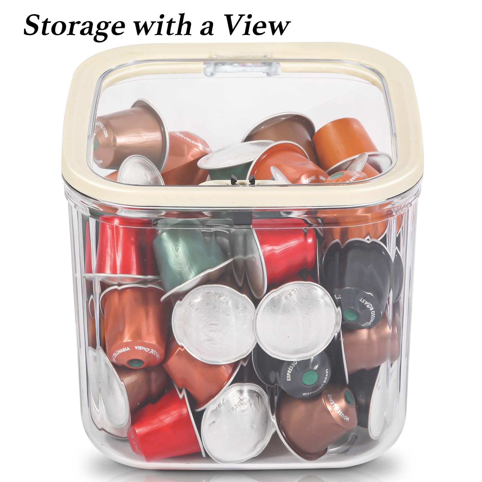 Clear Coffee Pod Holder with Lid - Airtight Coffee Pods Storage Organizer for Countertop, Pantry & Kitchen Cabinet - Small Plastic Food Storage Bin for Keurig K-Cups & Nespresso Capsules - Perfect for Home, Office & RV Use