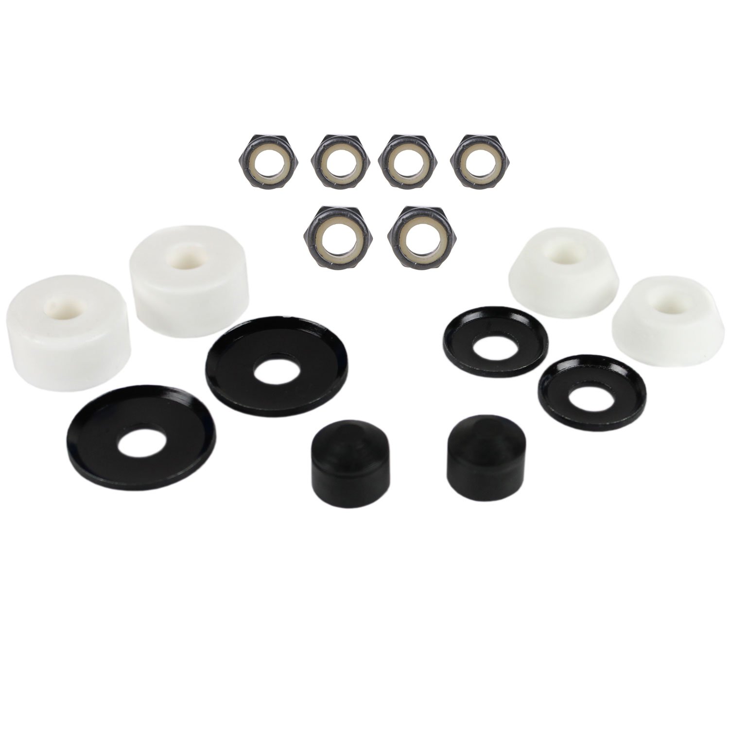 Premium Skateboard Truck Rebuild Kit - Includes Bushings, Washers, Pivot Cups & Nuts for 2 Trucks (White) - Perfect for Longboard & Street Skateboard Maintenance & Upgrades