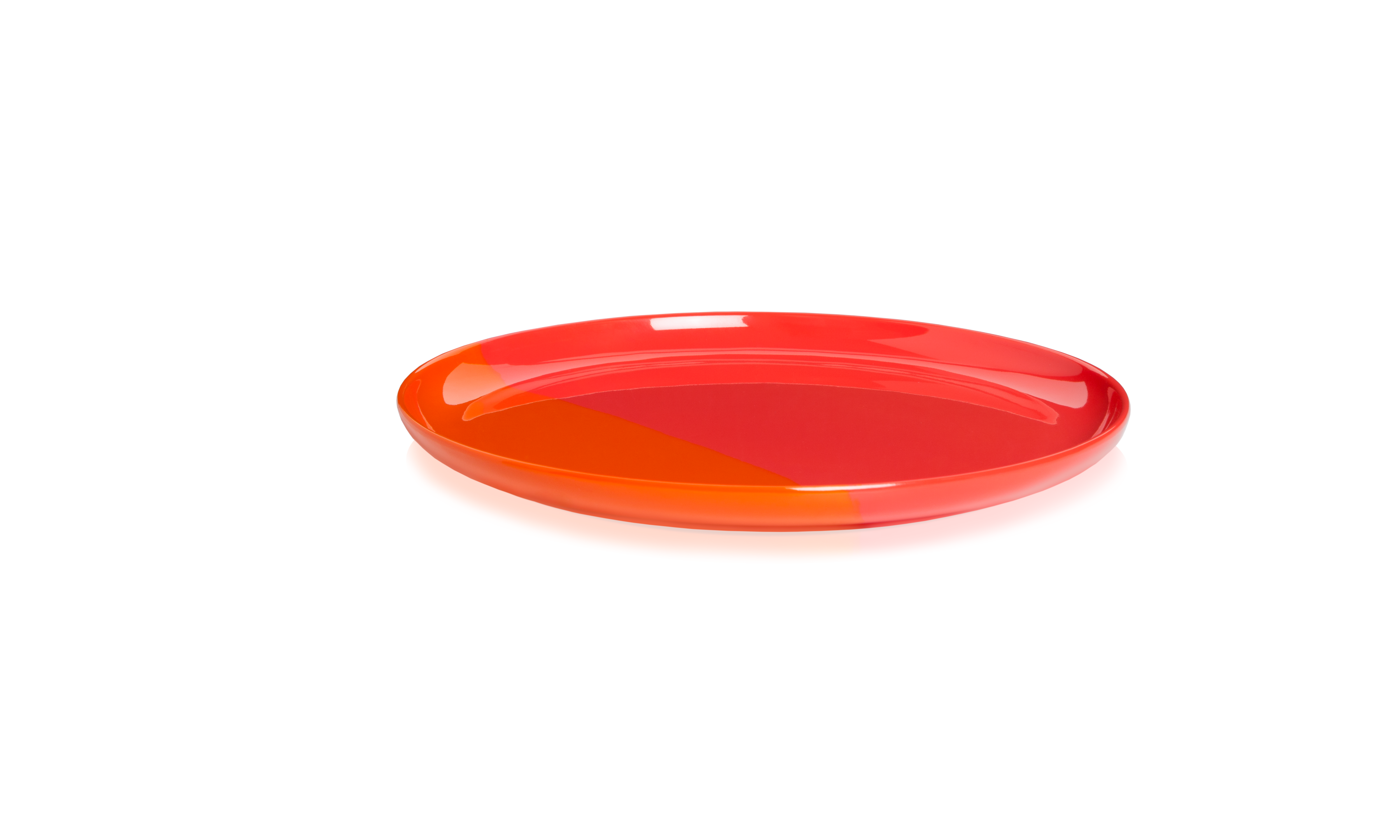 Melamine Salad and Dessert Plates Set of 4 - Durable Orange & Red Half & Half Design - Perfect for Picnics, BBQs, and Party Serving