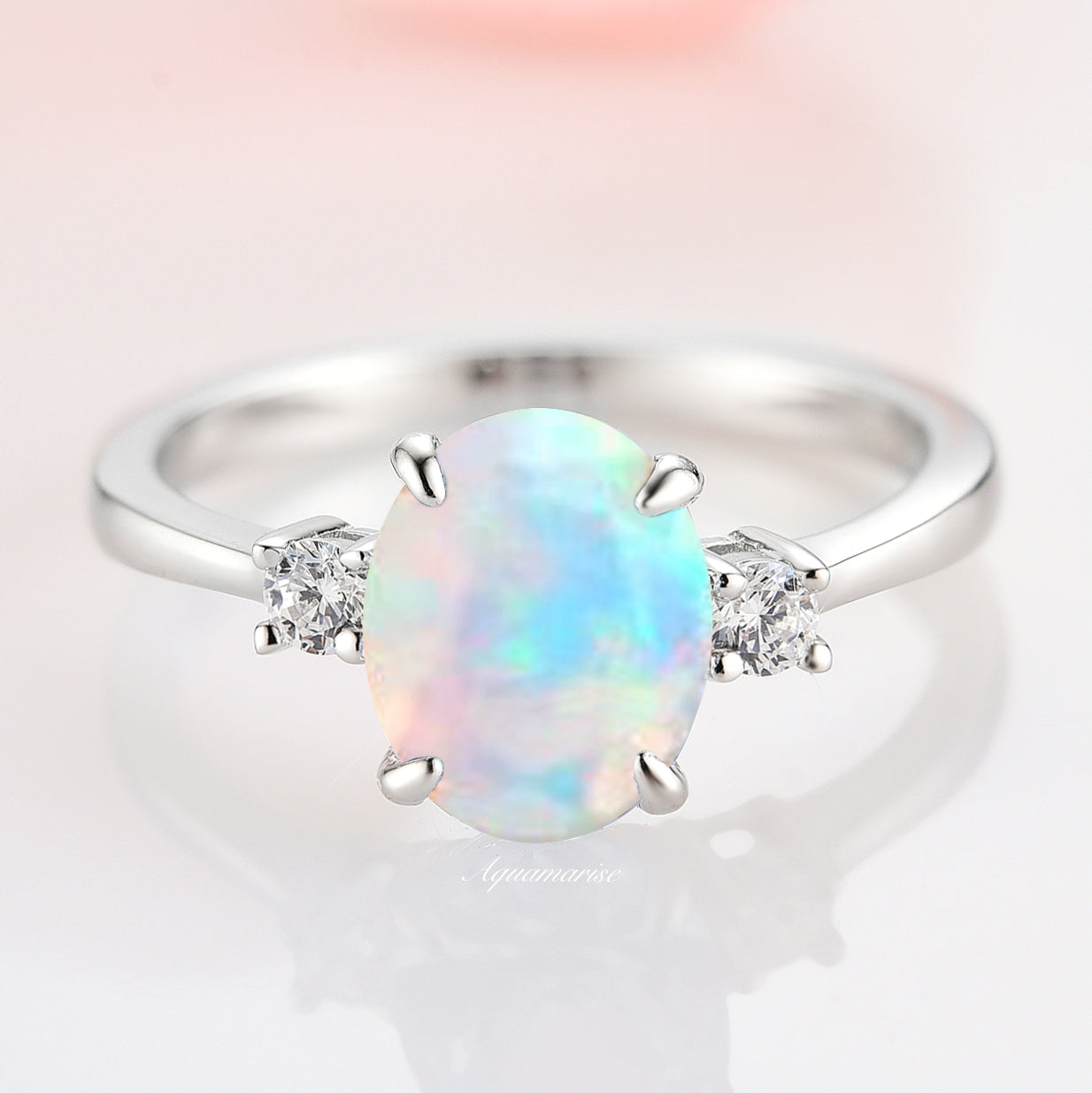Everly Oval Fire Opal Ring - Sterling Silver Jewelry for Women | Elegant Birthstone Gift for Her | Perfect for Weddings, Anniversaries & Special Occasions