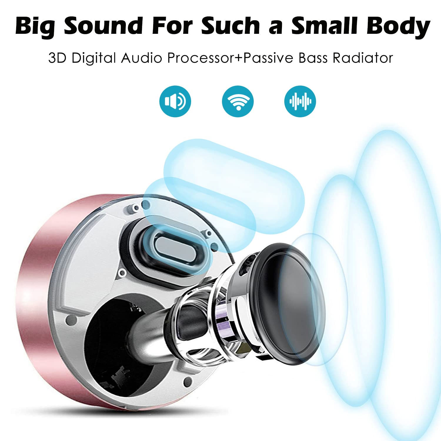 Portable Wireless Bluetooth Speaker with Smart LED Touch Control, HD Sound, 12-Hour Playtime, Bluetooth 5.0 & TF Card Support - Compatible with iPhone, iPad, Tablet, Laptop & Android (Rose Gold) - Perfect for Outdoor Parties, Travel, Home Use & Beach Activities