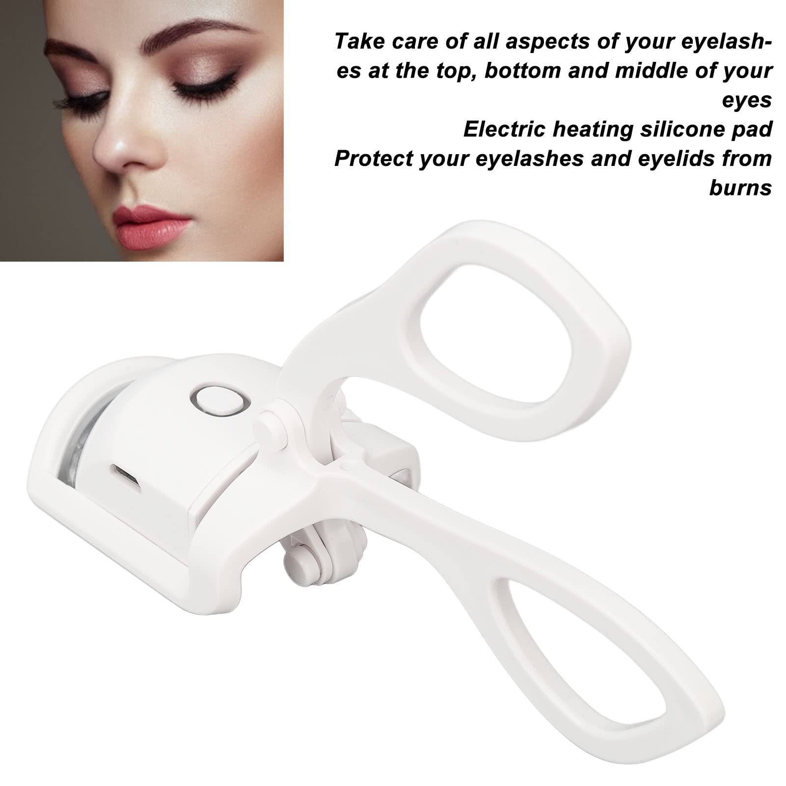 Rechargeable Heated Eyelash Curler with USB-C - 2 Temperature Settings for Perfect Lashes | Portable Electric Lash Curler for Home & Travel (White) | Great for Daily Makeup & Special Occasions