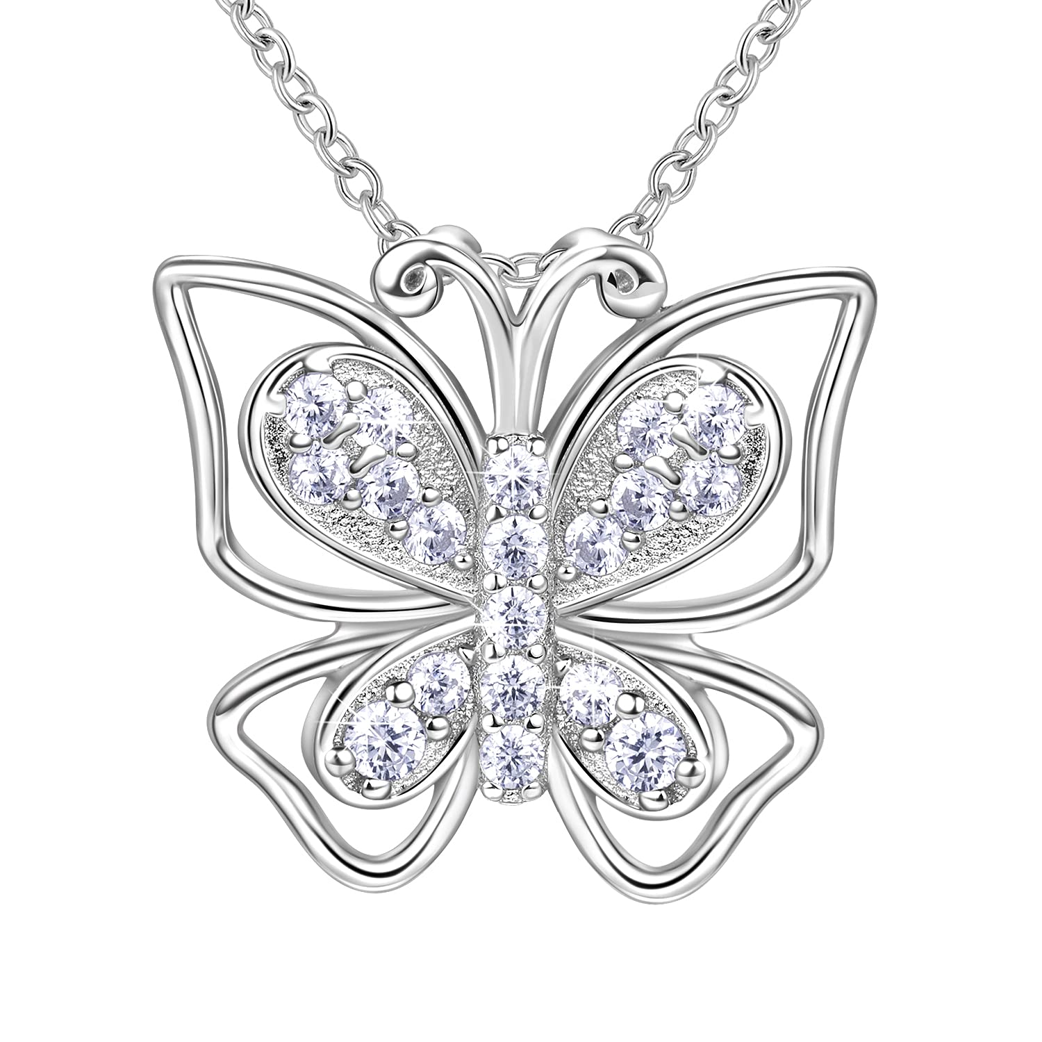 FEGER DIVAS MODE Butterfly Pendant Necklace for Women - Elegant Gold/Silver Layered Chain Jewelry Gift for Her - Perfect for Date Night, Wedding & Everyday Wear