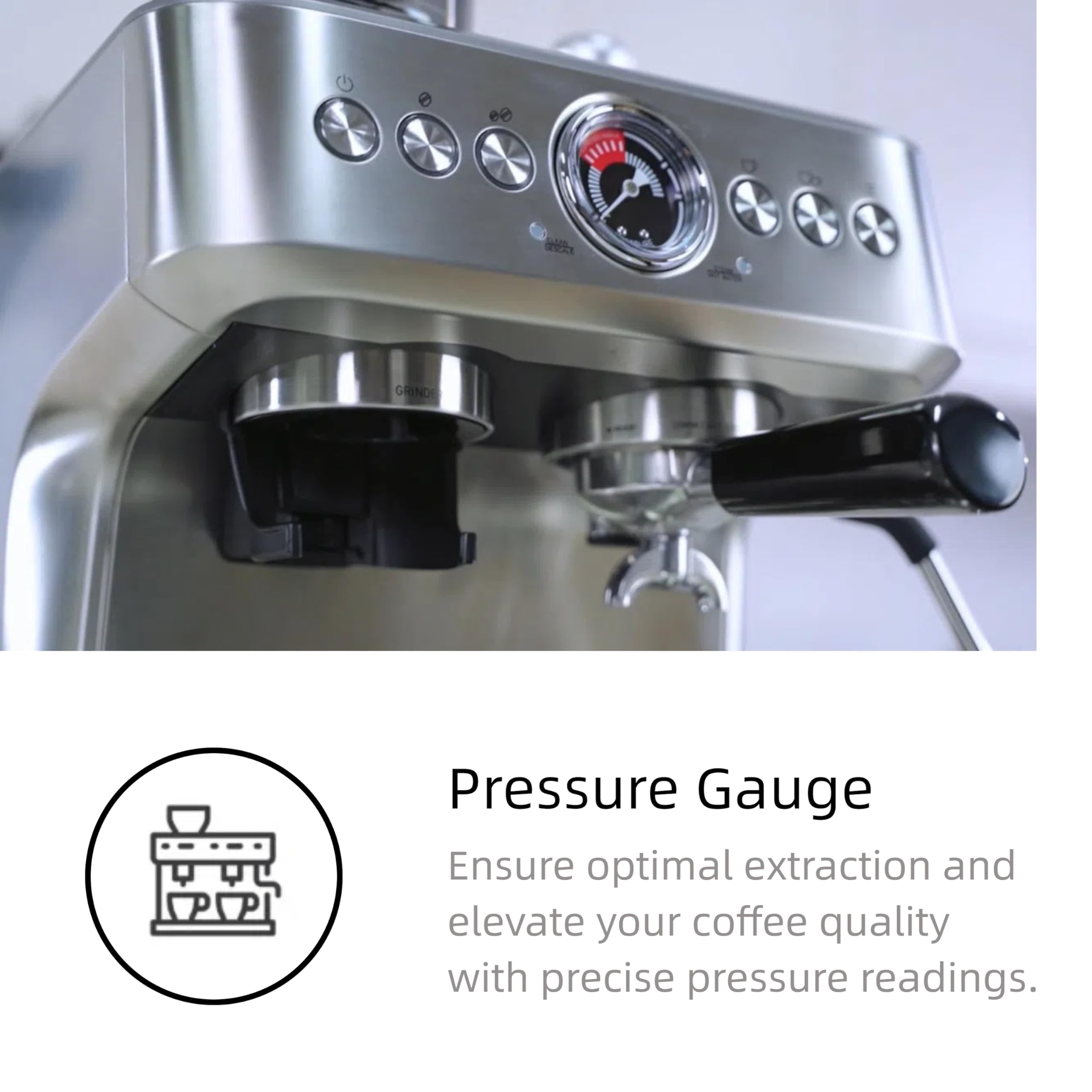 20 Bar Professional Espresso Machine with Built-in Grinder & Milk Frother, 95oz Removable Water Tank - Perfect for Lattes, Cappuccinos & Home Coffee Brewing | Ideal for Kitchen Countertops, Office Break Rooms & Coffee Enthusiasts