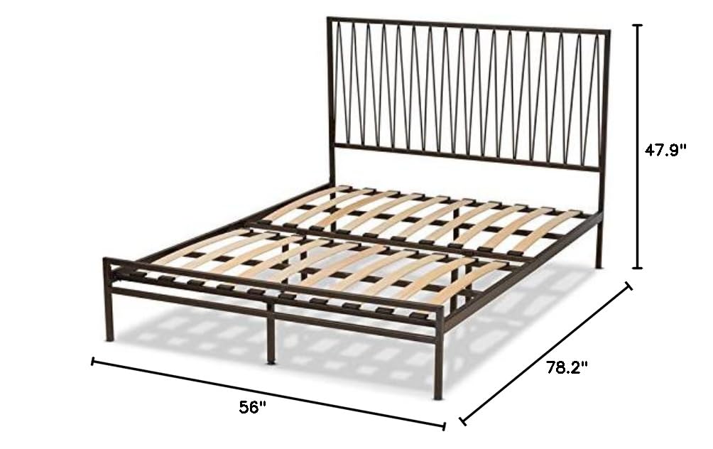 BOWERY HILL Modern Black Metal Full Size Platform Bed Frame - Sturdy & Stylish for Contemporary Bedrooms, Guest Rooms & Small Spaces