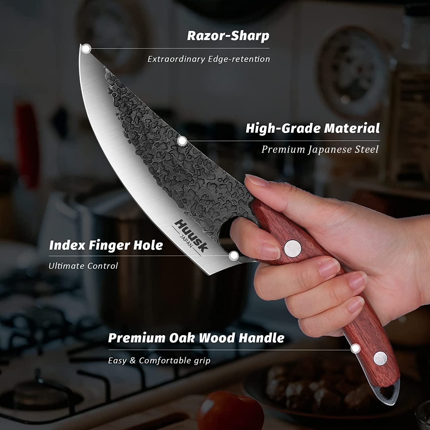 Premium Huusk Chef Knife & BBQ Beer Knife Set - Handcrafted Japanese Steel Blades with Leather Sheath & Gift Box - Perfect for Cooking, Outdoor Grilling, Camping & Gifts for Chefs