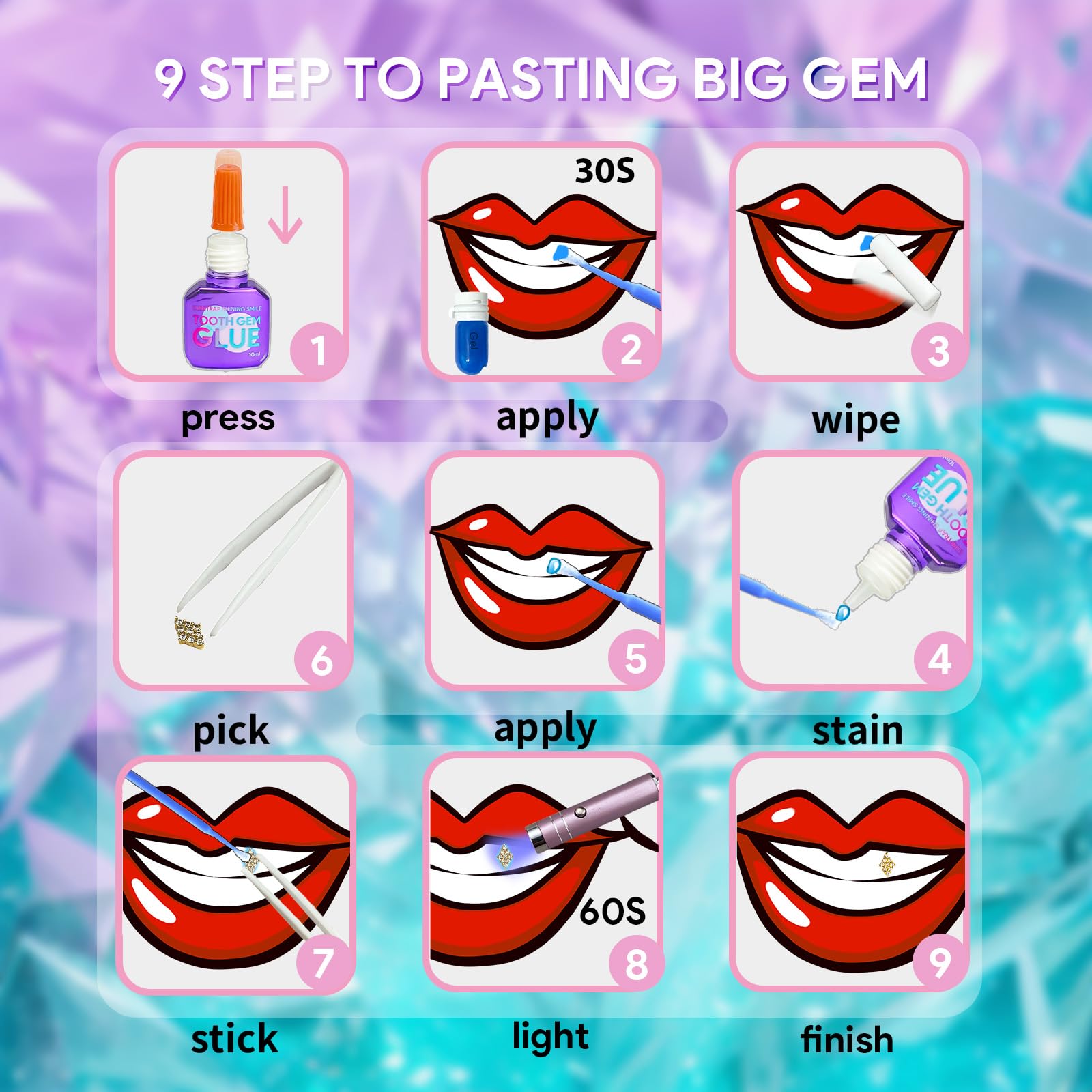 DIY Gem Kit - 30 Sparkling Crystals for Jewelry Making & Crafts