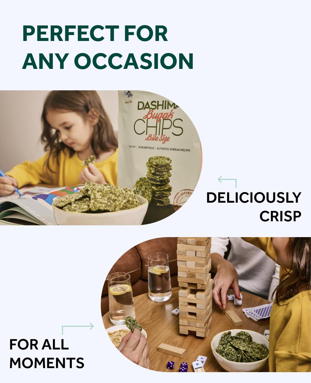 C-Weed Snack Dashima Bugak Bite Size Seaweed Chips 5.29oz | Low Calorie Korean Seaweed Snacks | Vegan & Gluten-Free | Healthy Crispy Seaweed Chips for Adults & Kids | Perfect for Office Snacks, School Lunches & Movie Nights