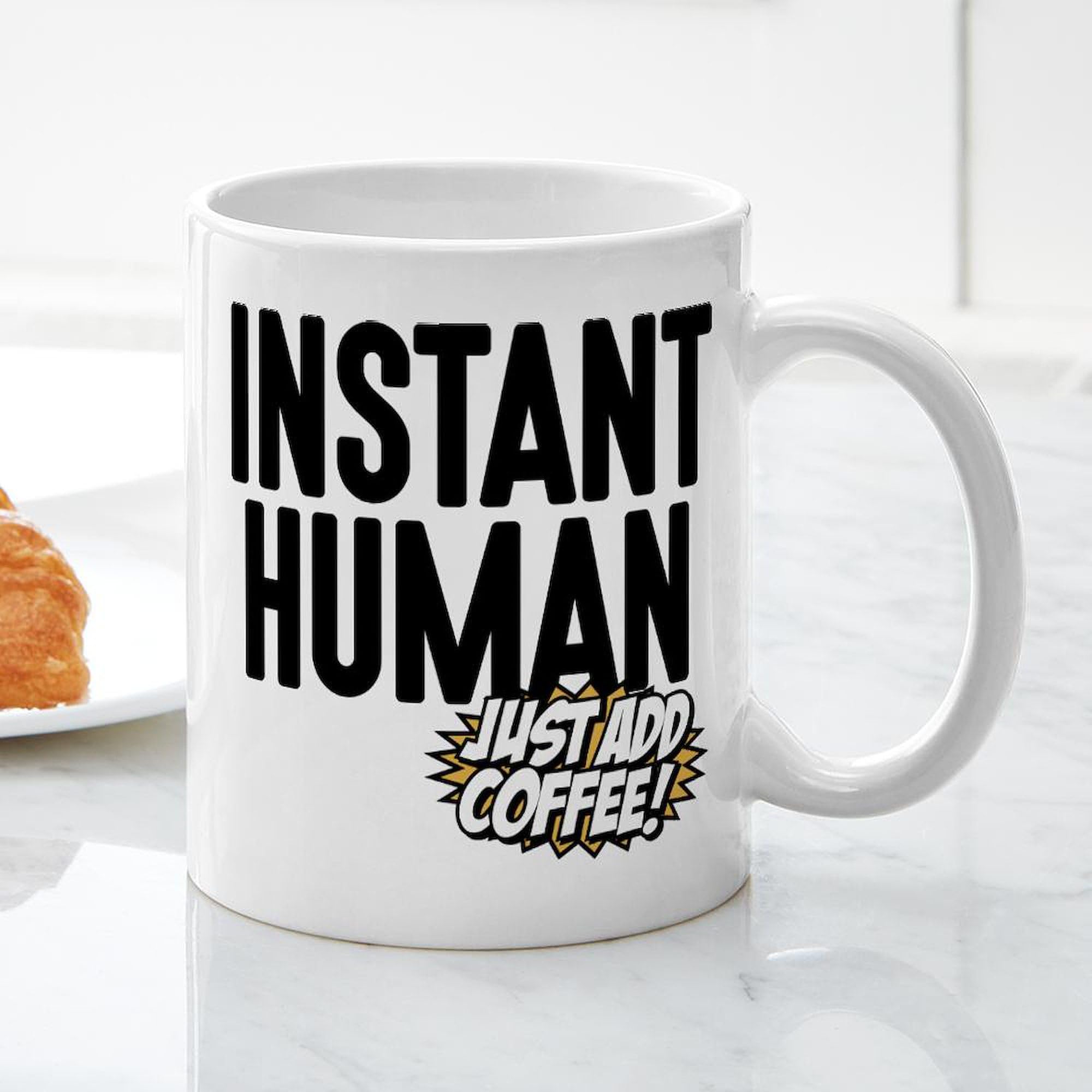 11 oz (325 ml) Ceramic Coffee Mug - Funny 'Instant Human Just Add Coffee' Design | Perfect for Office, Home & Gifts | Durable & Dishwasher Safe