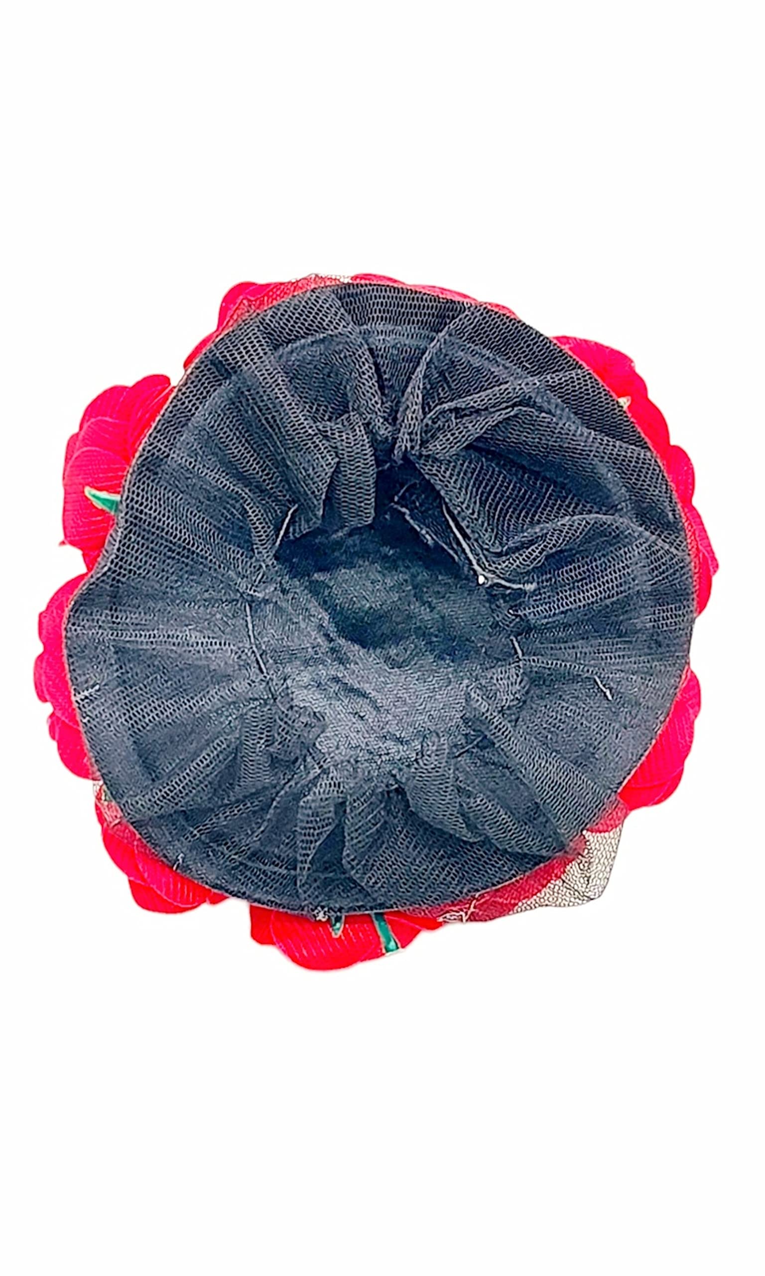 DIAN Red & Yellow Artificial Flower Gajra Hair Accessories - Full Bun Juda Maker with Rubber Band for Women & Girls | Perfect for Weddings, Parties & Traditional Indian Hairstyles