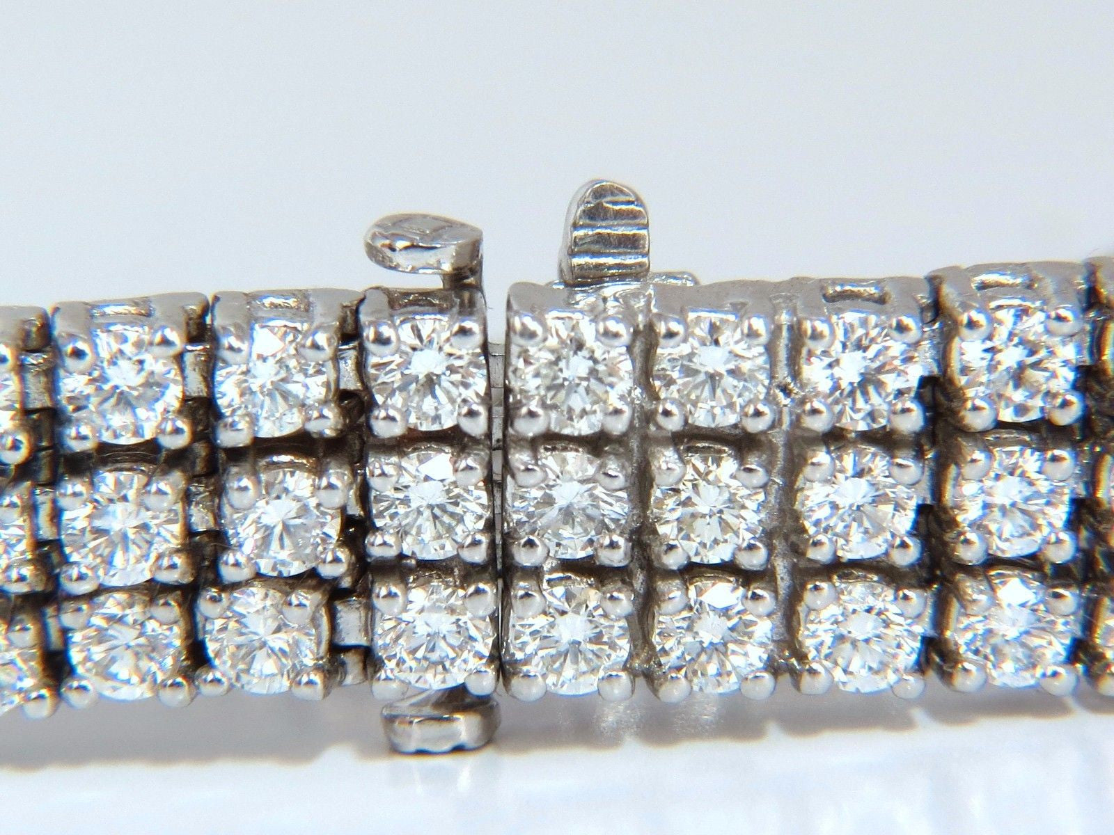 12.32ct Natural Diamond Tennis Bracelet - 14kt White Gold, G/VS Clarity, Three Rows, 7 Inch, Brilliant Cut | Perfect for Weddings, Anniversaries & Special Occasions