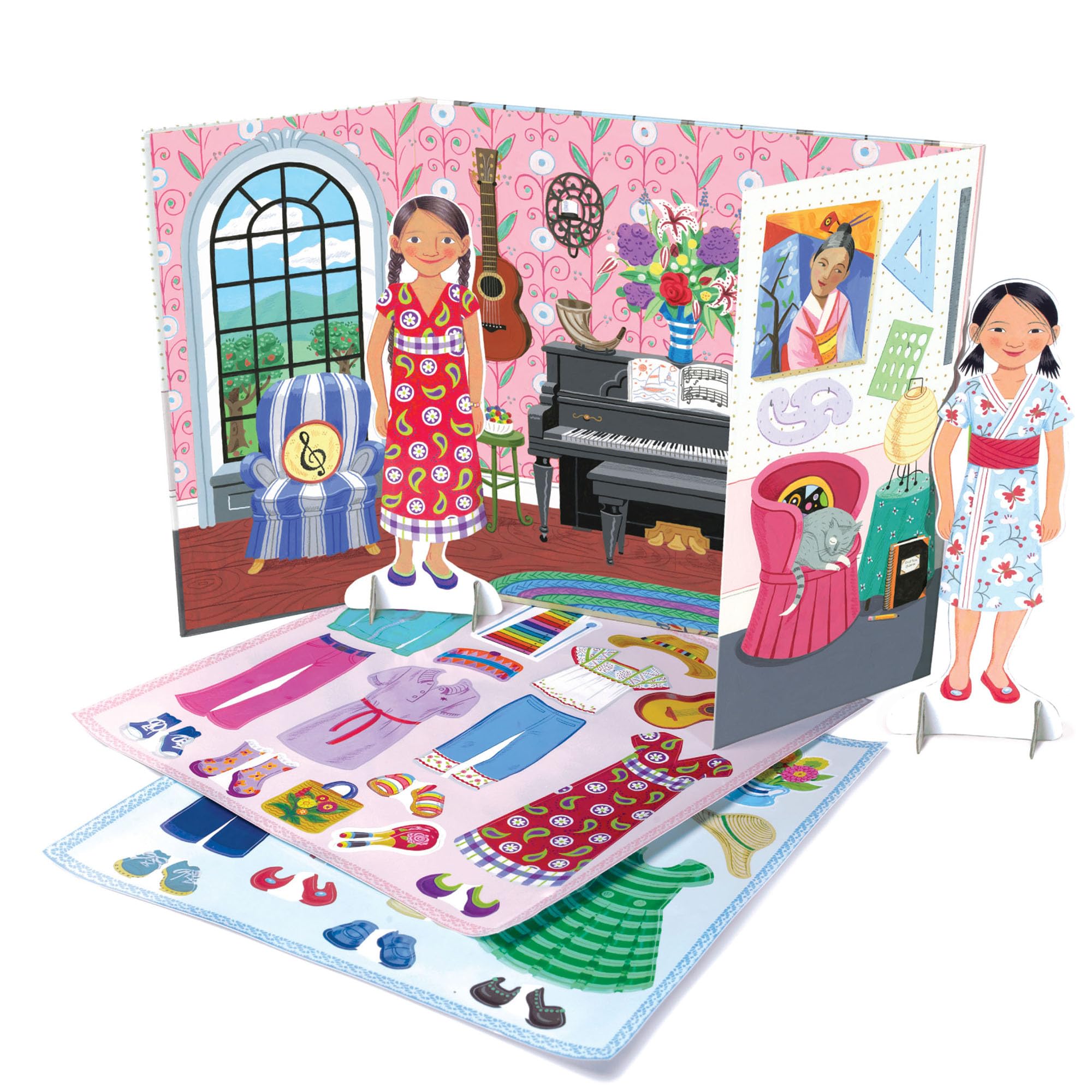 eeBoo Musician and Artist Paper Doll Reusable Set - Creative Pretend Play for Kids, Perfect for Birthday Gifts & Educational Role Playing Activities