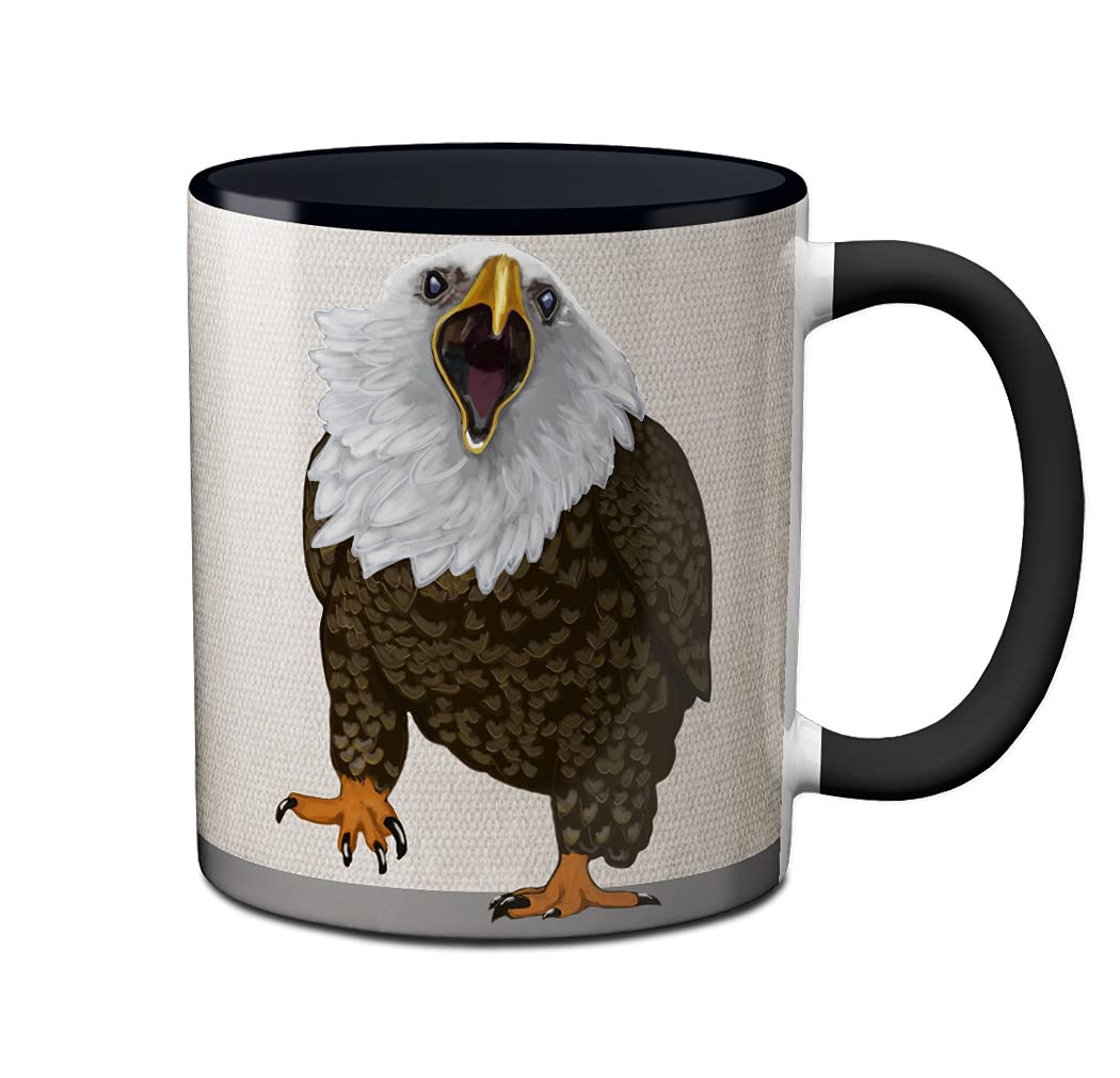 Pithitude Eagle Coffee Now Mug - 11oz Black Ceramic Coffee Cup for Home, Office & Travel | Durable & Stylish Coffee Mug