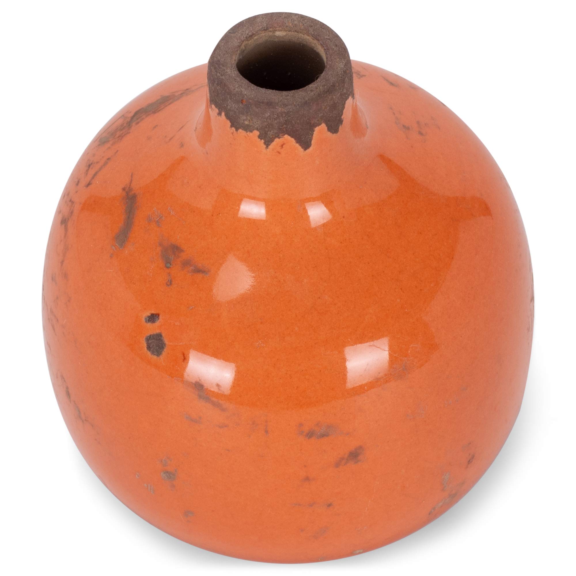 47th & Main Mini Round Orange Ceramic Vase - Handmade Home Decor for Table Centerpiece, Wedding, Living Room & Office Decoration