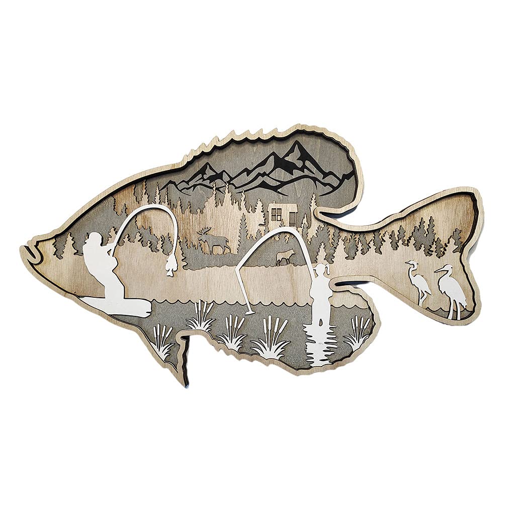 Fenteer Hand Carved Wooden Wall Sculpture - Fishing & Hunting Forest Theme Rustic Home Decor for Cabin, Lodge, or Country House | Perfect for Living Room, Bedroom, or Office Wall Art