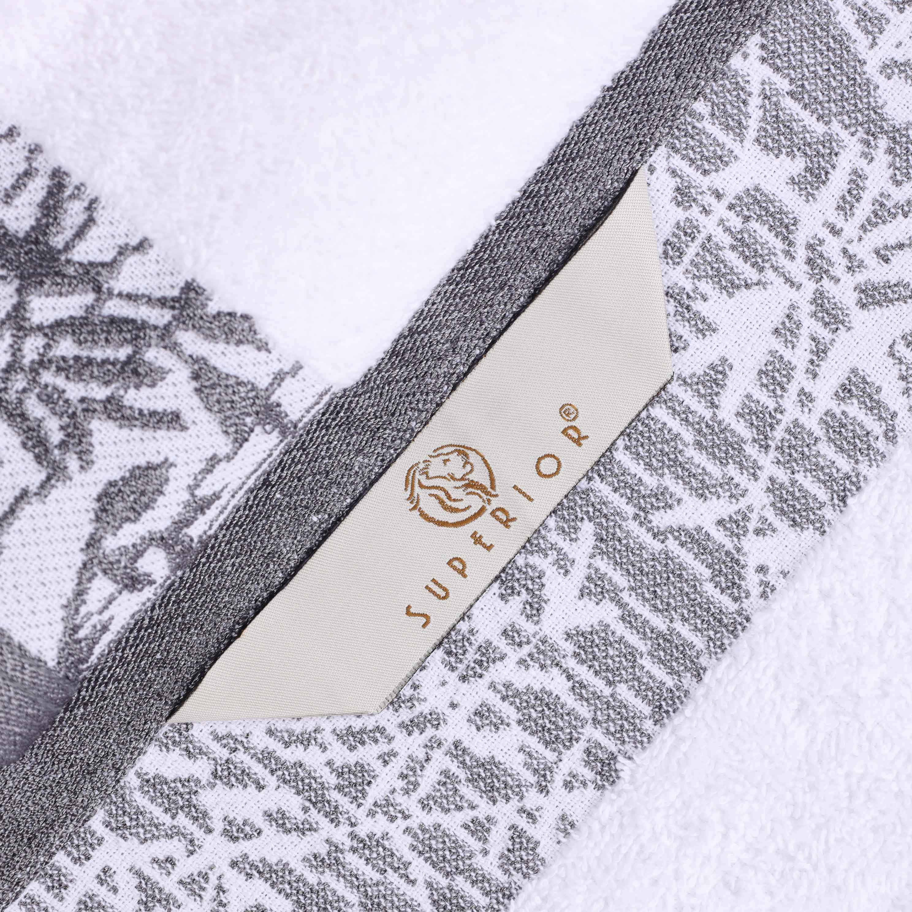Premium Wisteria Cotton Floral Embroidered Jacquard Border Bath Towel Set of 2 - Soft Absorbent Luxury Towels for Spa, Bathroom & Guest Use