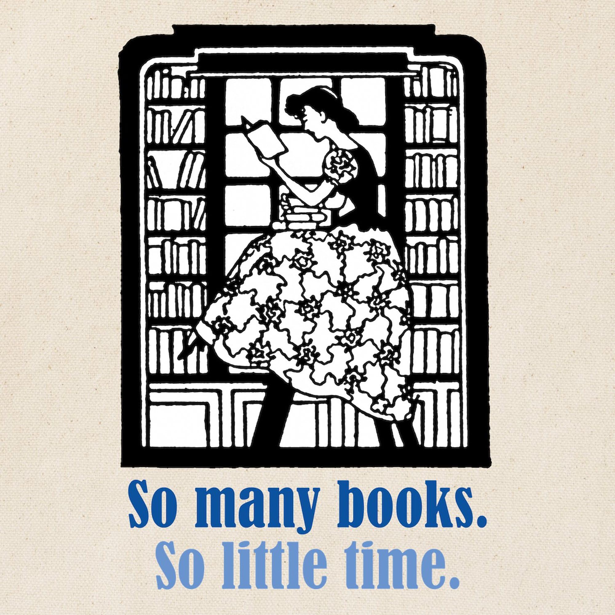So Many Books Tote Bag - Natural Canvas Reusable Shopping Bag for Book Lovers, Library Visits & Eco-Friendly Grocery Trips