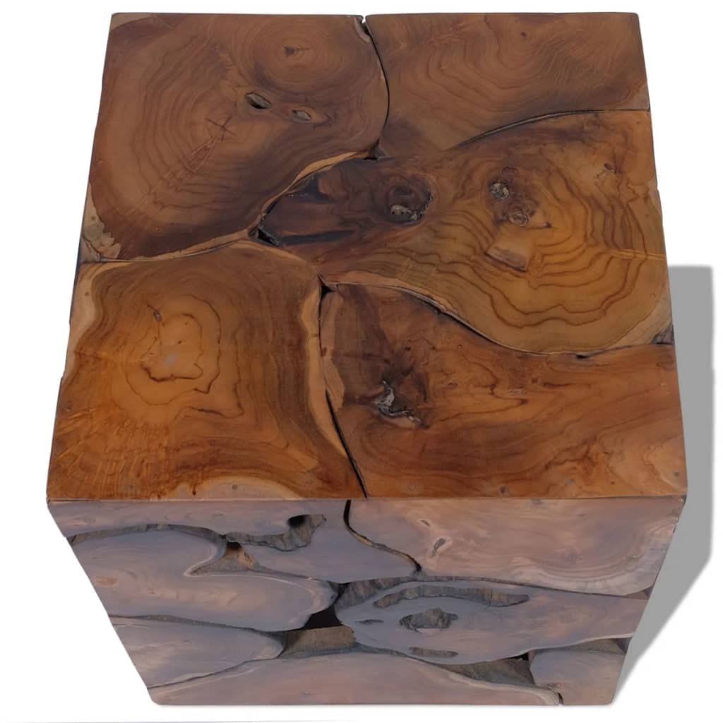 CHARMMA Solid Teak Stool and Coffee Table - 52KG Heavy Duty - Perfect for Living Room, Patio, and Outdoor Decor