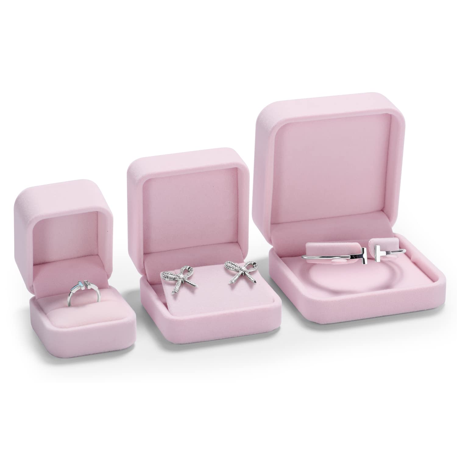 Pink Velvet Jewelry Box for Bracelets & Bangles - Gift Storage Case for Women