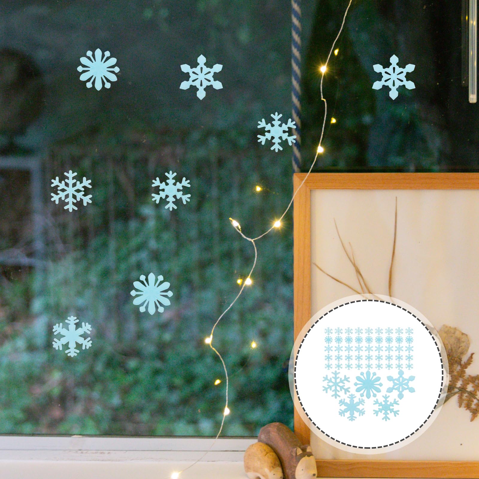 50PCS Glow in The Dark Snowflake Wall Stickers - Christmas Window Decals, Fluorescent Snowflake Clings for Kids Bedroom & Holiday Decor (Blue) - Perfect for Christmas Party, Home, School & Office Decorations