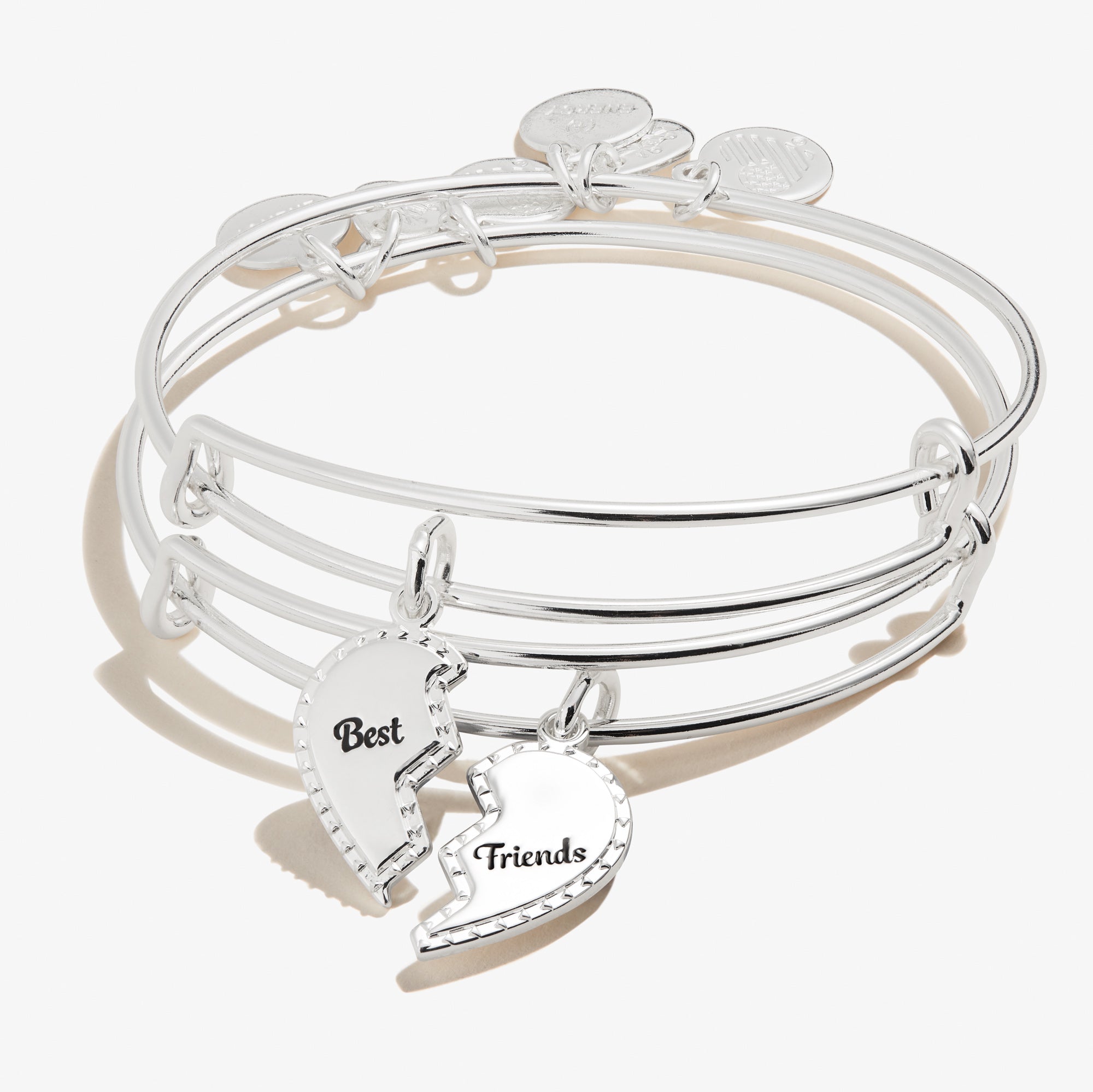 Best Friends Charm Bangle Bracelet Set of 2 - Matching Friendship Jewelry for Women & Girls - Perfect for Gifts, Anniversaries, and Everyday Wear