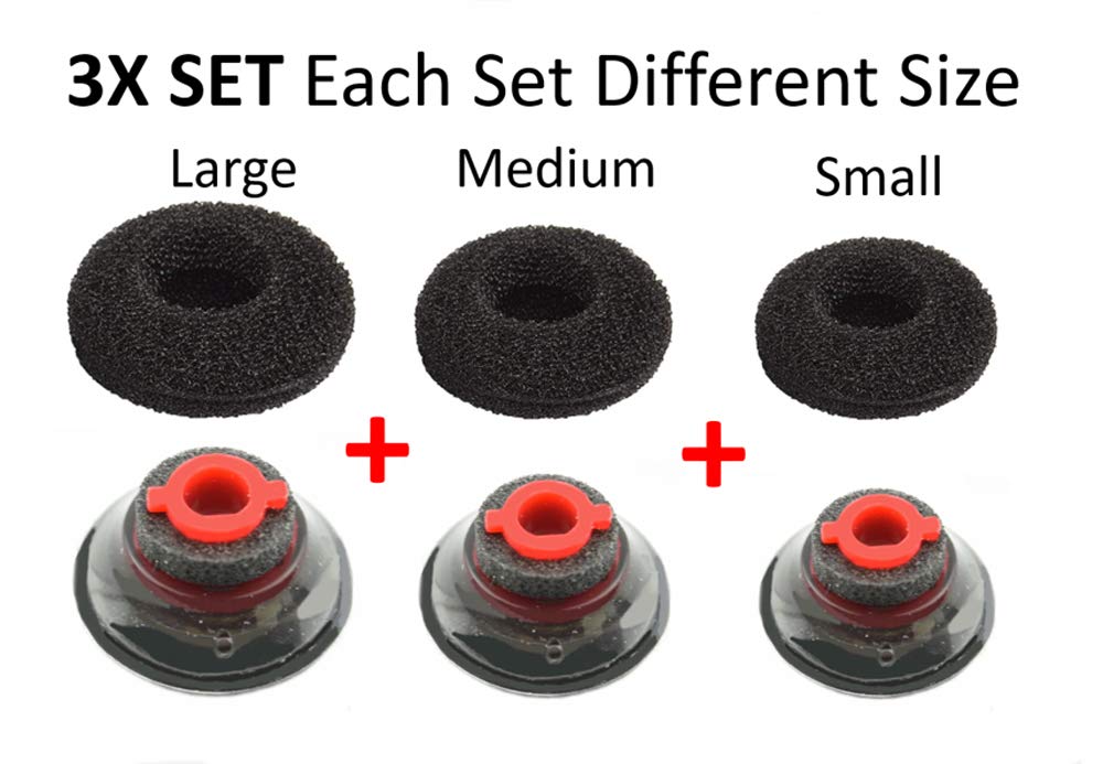 3X Ultra Comfort Eartips Replacement Kit for Plantronics Voyager 5200 5220 5210 Series - Noise Isolating Memory Foam Ear Pads (3 Sizes: L/M/S) | Perfect for Office Calls, Commuting & Wireless Headphone Comfort