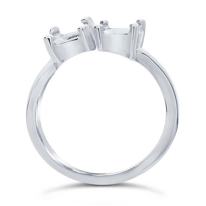 Sterling Silver 8x6mm Oval Bypass Ring Mounting - Faceted 4 Prong Pre-Notched Offset Blank Ring (Size 7/8) for Engagement, Wedding & Promise Rings - Jewelry Making Supplies 9263947