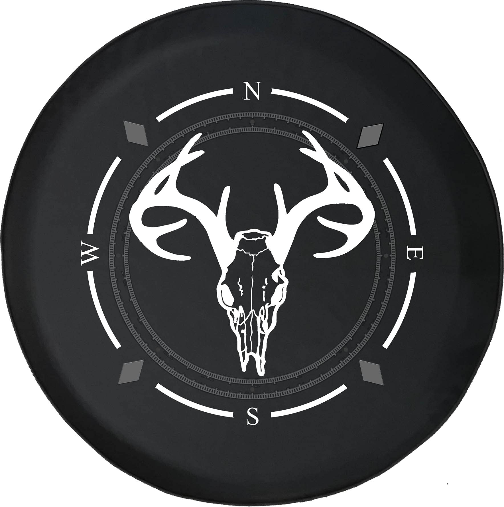 American Unlimited Spare Tire Cover with Compass & Deer Skull Antlers Design - Durable Hunting & Archery Wheel Cover for SUV, Trailer, RV Accessories - Fits Most Vehicles - Perfect for Off-Road Adventures & Outdoor Camping