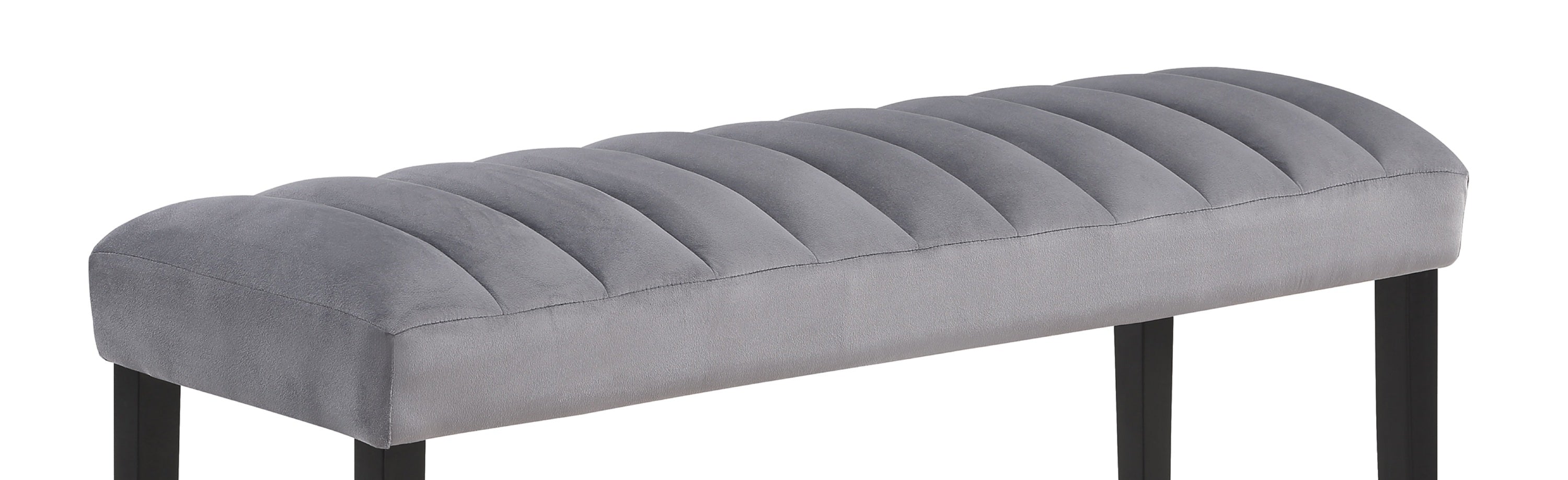 1PC Gray Black Velvet Upholstered Wooden Bench - Modern Dining Room & Kitchen Furniture for Home Decor, Comfortable Seating for Dining Table, Entryway, Bedroom Footboard