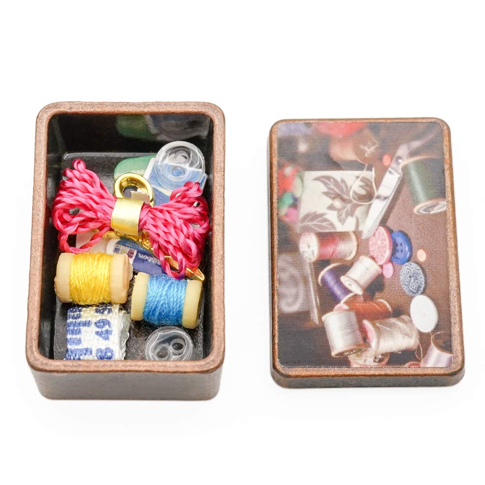 Odoria 1/12 Scale Miniature Sewing Box - Tiny Dollhouse Accessories for DIY Crafts, Miniature Scenes & Model Displays | Perfect for Dollhouse Decor, Miniature Collectors & Craft Projects