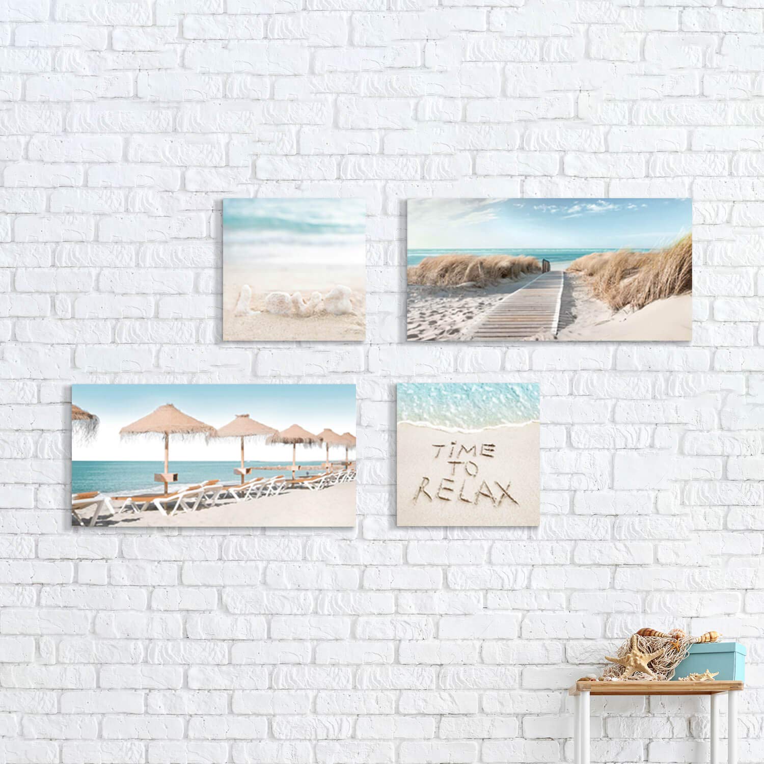 Beach Theme Canvas Wall Art - Sandy Pathway with Chairs & Umbrella Print, Coastal Decor for Living Room (36x24 Inches) | Perfect for Beach House, Vacation Home & Coastal Interior Design