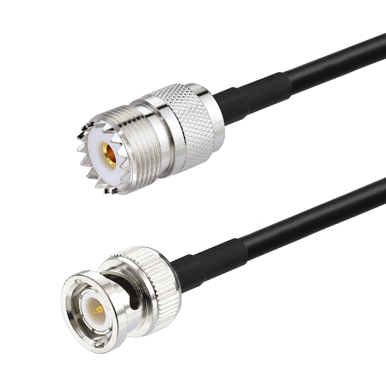 Eightwood UHF Female SO239 to BNC Male Adapter Antenna Jumper Cable RG58 1.6 Feet - Compatible with Handheld CB Radio, Amateur Radio, Ham Radio, Radio Scanner - Perfect for Mobile Communication, Emergency Kits & Outdoor Adventures