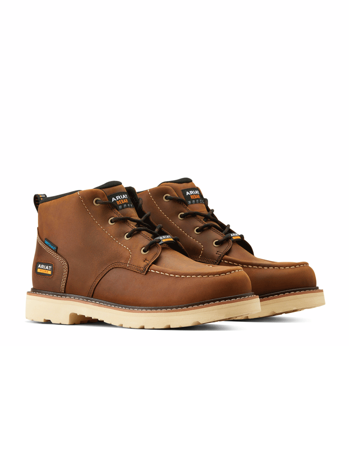 Ariat Men's Rebar Lift Chukka Waterproof Work Boots - Distressed Brown - Comfortable & Durable Safety Shoes for Construction, Outdoor Work & Hiking