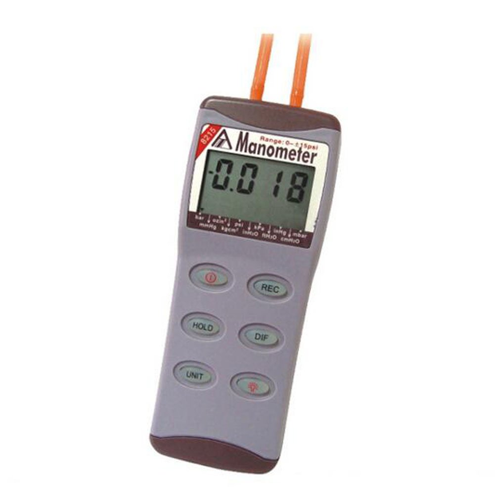 AZ-8205 Digital Manometer Differential Pressure Tester - High Accuracy HVAC, Gas & Airflow Measurement Tool for Industrial & Home Use