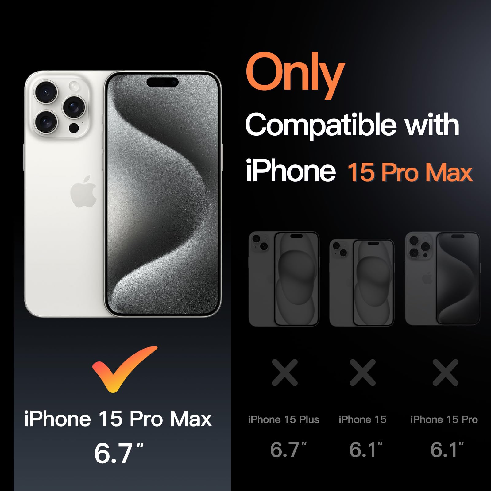 JETech iPhone 15 Pro Max Case with Kickstand - Shockproof Clear Cover for Work & Travel