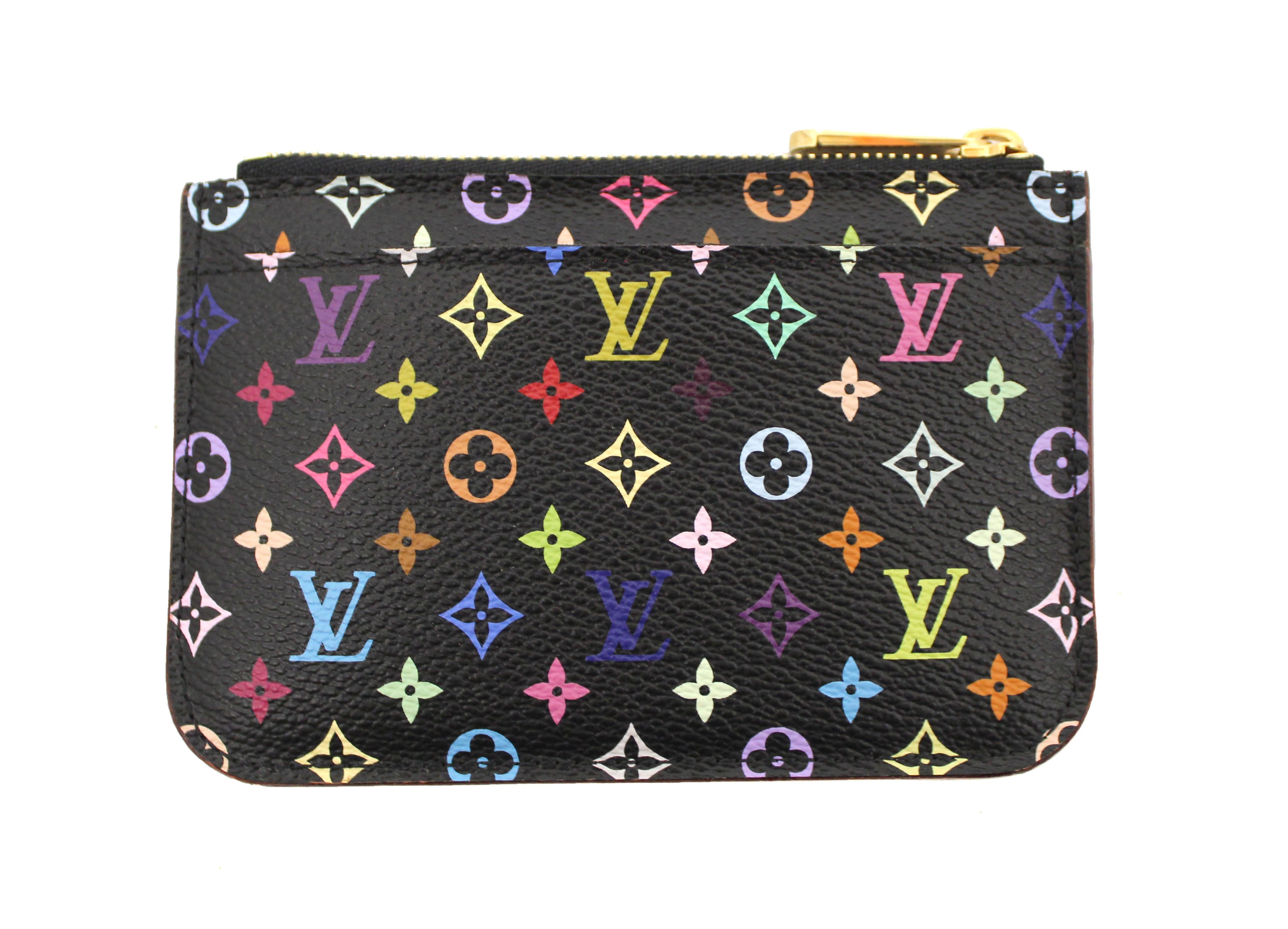 Authentic Louis Vuitton Black Multicolor Key Pouch Wallet - Compact Coin Purse & Key Holder for Women | Perfect for Everyday Use, Travel & Gift Giving