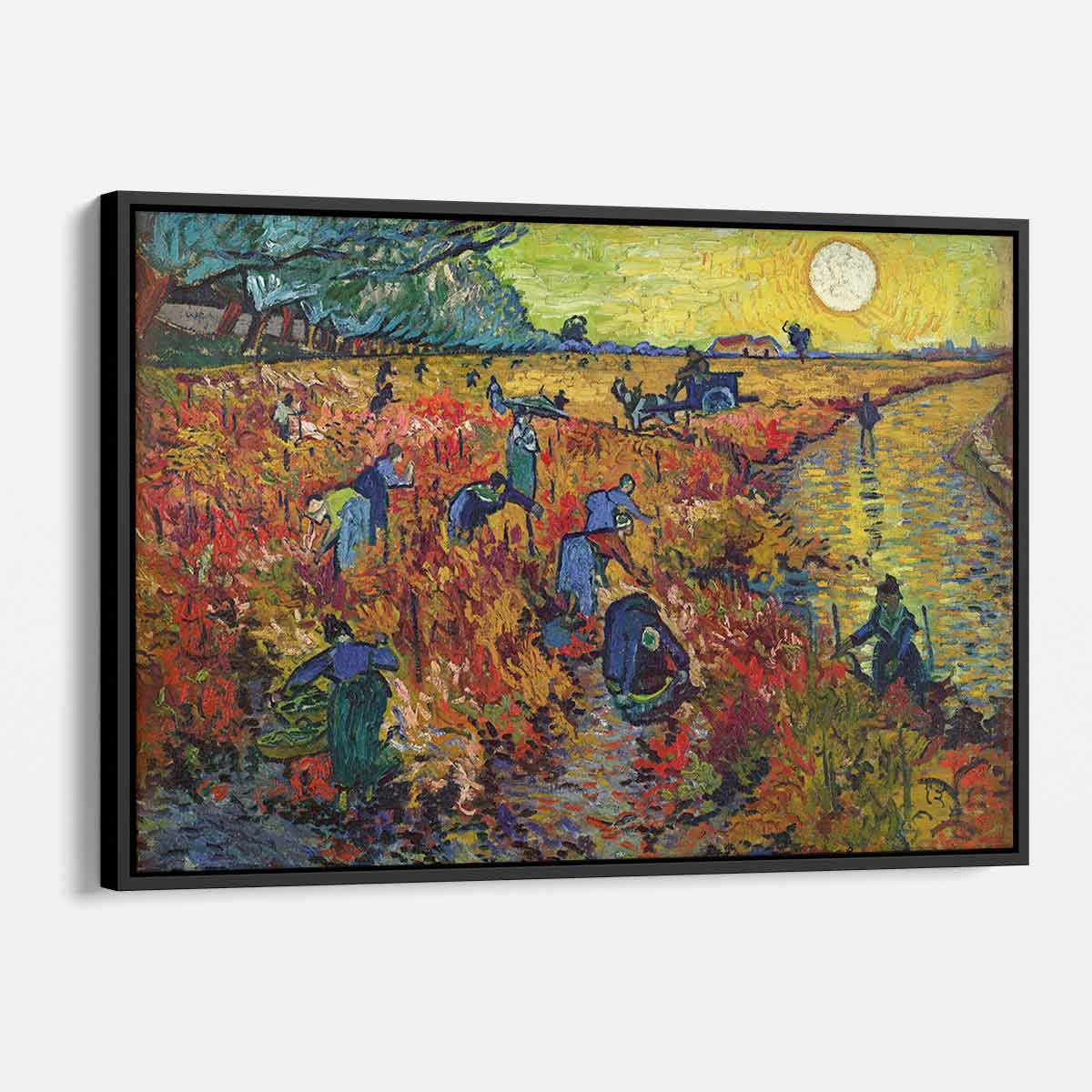 Orange Red Vineyard Wall Art Canvas 8586 - Hand Painted Modern Home Decor for Living Room, Bedroom & Office - Perfect for Wine Lovers & Rustic Interior Design