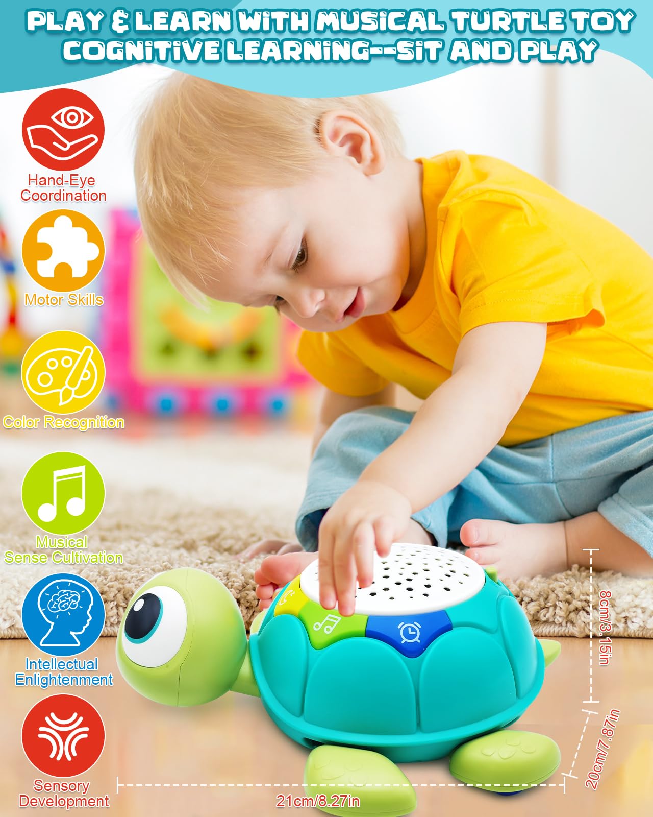 Baby Crawling Toys for 6-18 Months - Musical Light-Up Turtle Toy for Early Learning | Educational Infant Toy for 1-2 Year Old Boys & Girls | Perfect for Tummy Time, First Steps & Sensory Development