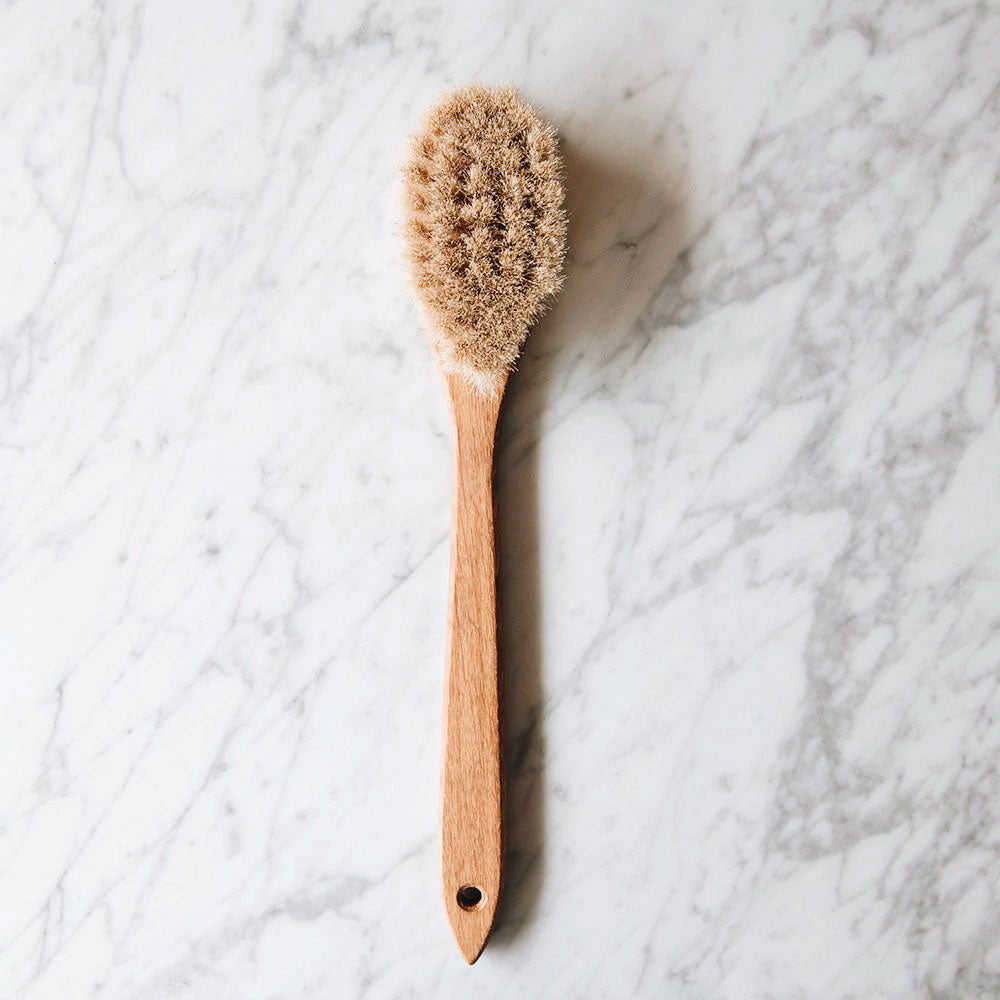 Exfoliating Long Handle Bath Brush with Soft Bristles - Dry Brush for Body Scrub & Massage - Perfect for Shower, Bath & Spa Relaxation at Home