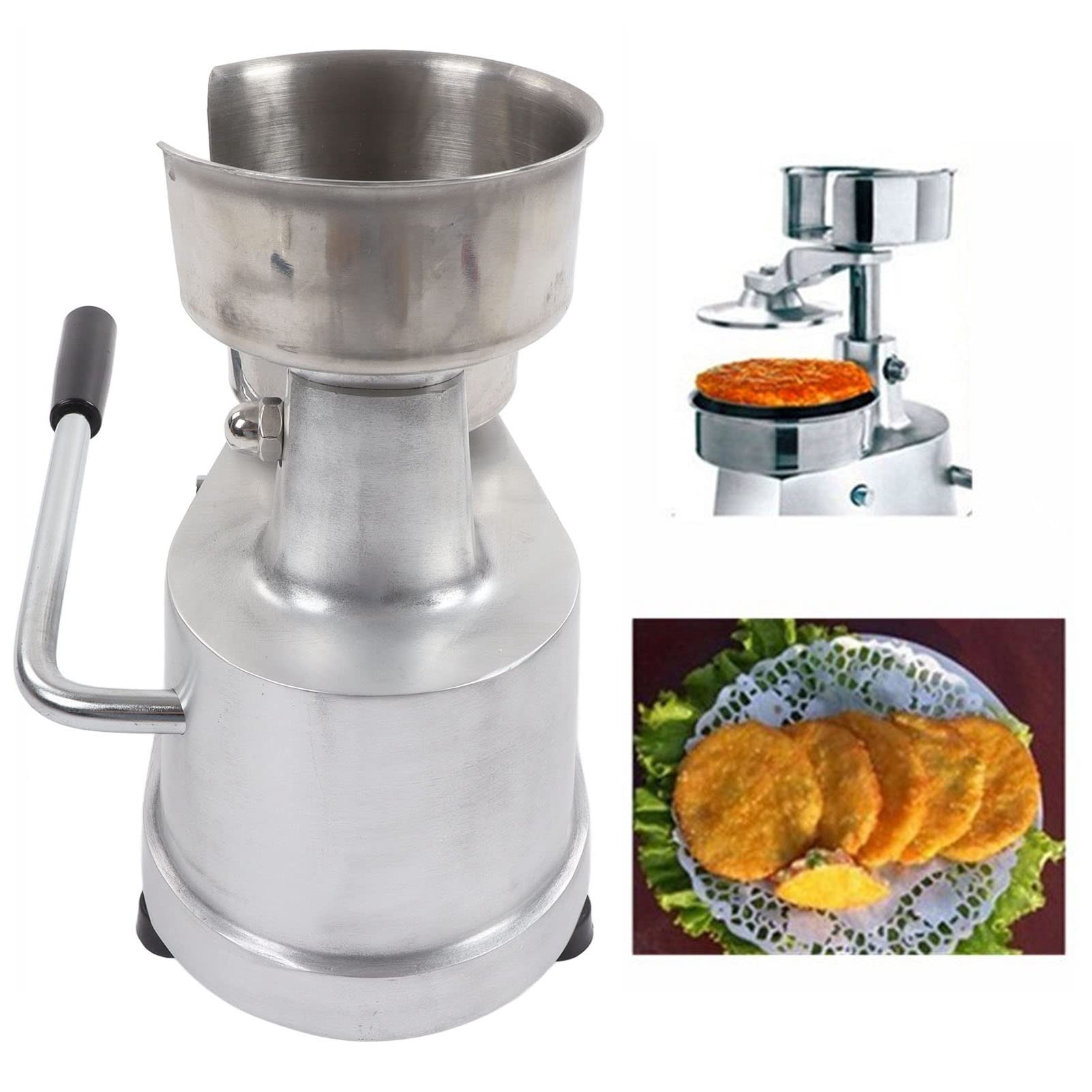 Commercial Stainless Steel Hamburger Press - Heavy Duty Burger Patty Maker with 500 Patty Papers (5.12in/130mm) for Restaurants, BBQ & Home Kitchen Use
