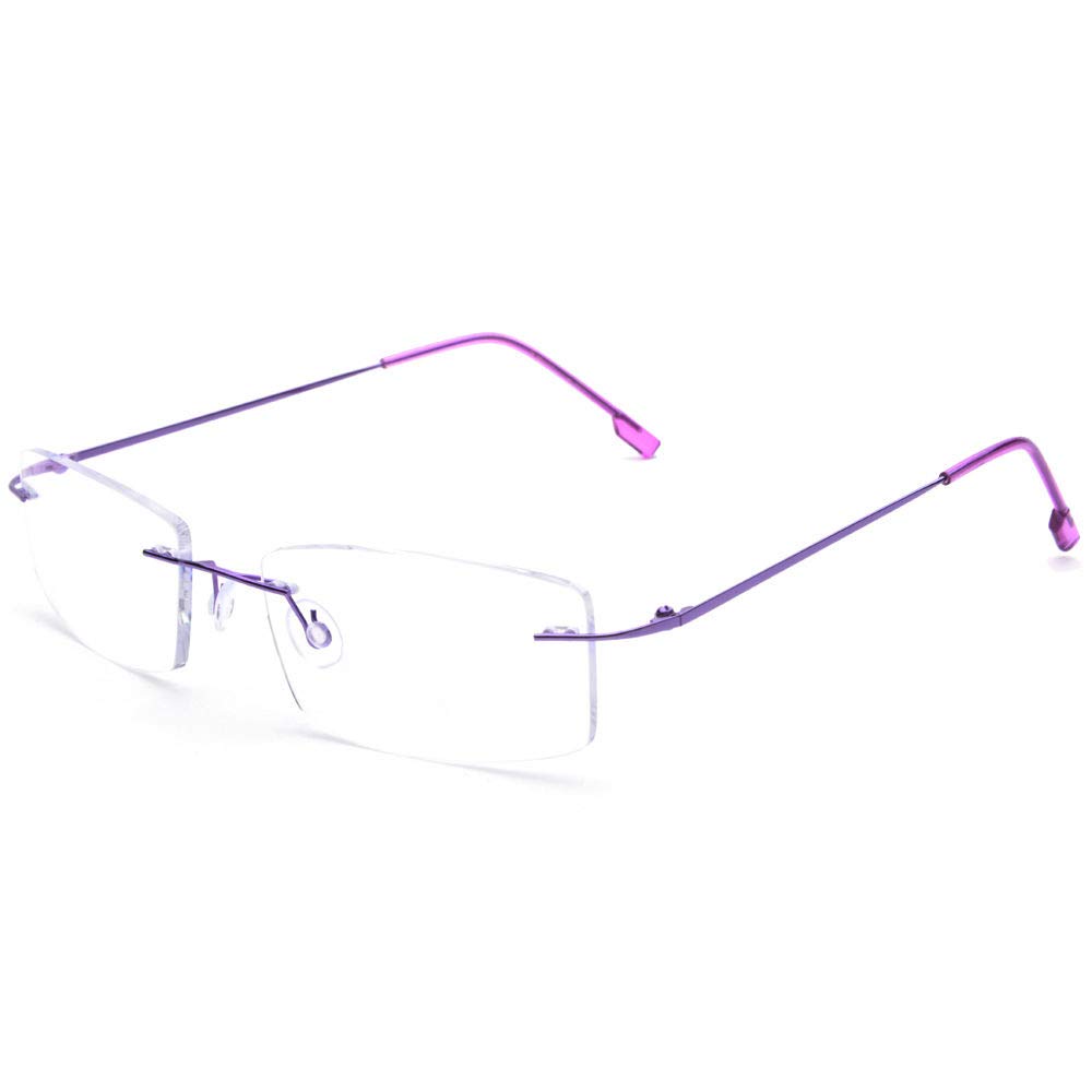 Lightweight Titanium Rimless Reading Glasses for Men & Women - Comfortable Blue Light Blocking Readers for Office, Computer Work & Reading