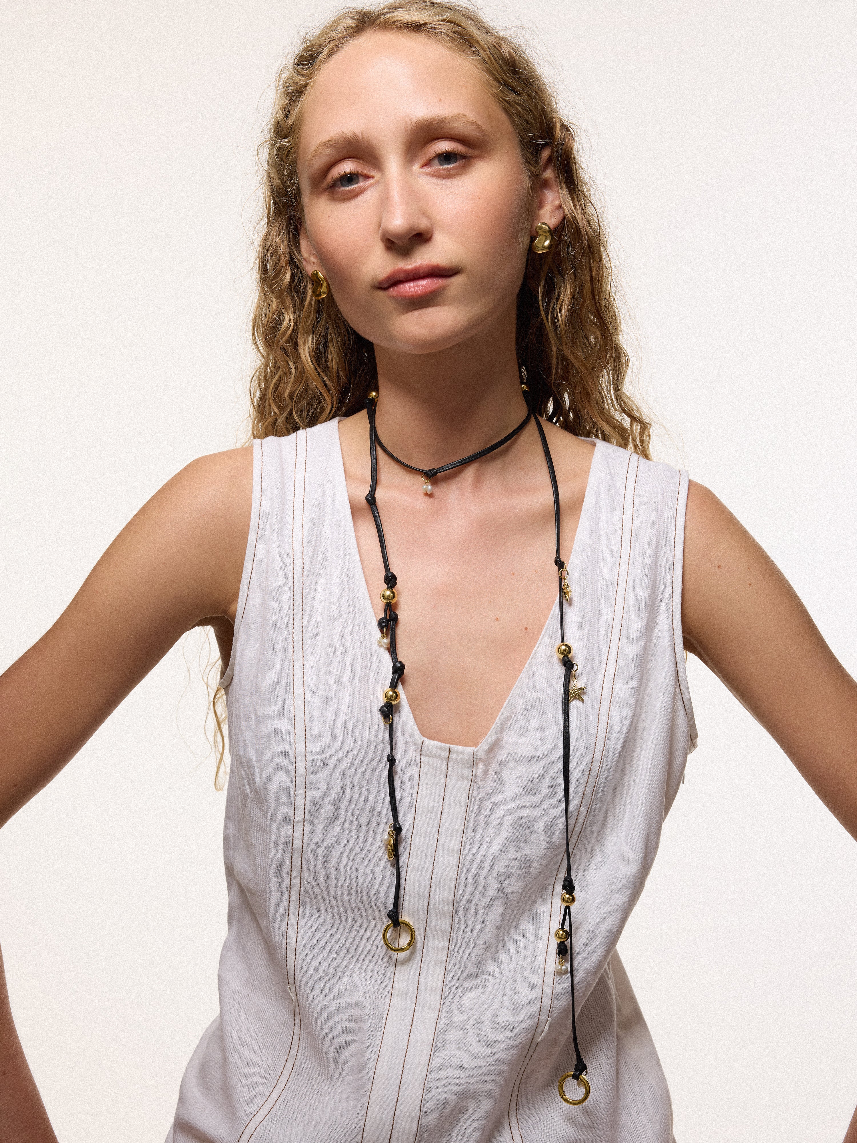 Elegant Gold Leather Trinket Long Necklace for Women | Boho Chic Layering Jewelry | Perfect for Casual Wear, Parties & Gifts