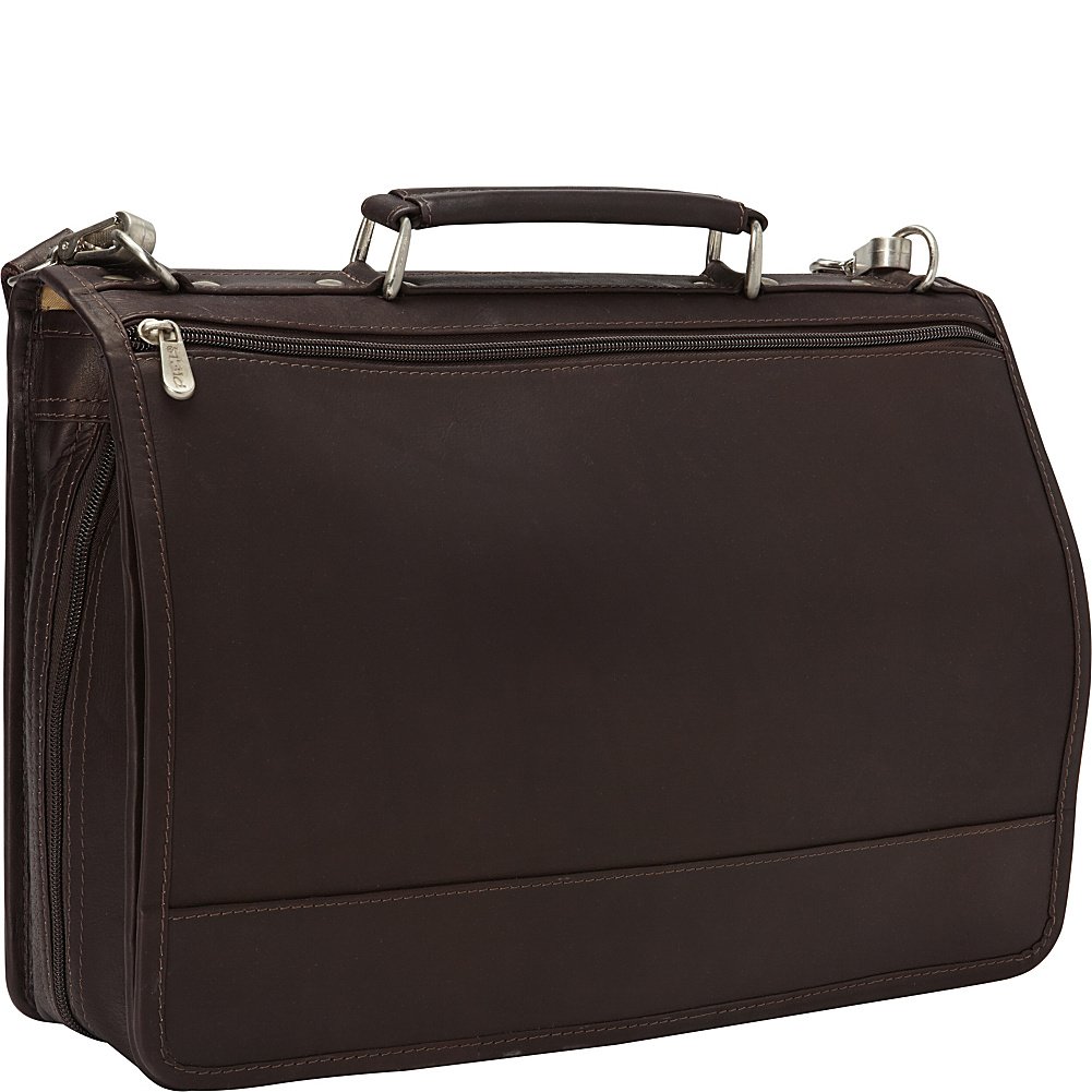 Expandable Laptop Briefcase with Two Sections - Chocolate Brown Leather Portfolio for 13-15 Inch MacBook & Business Travel - Perfect for Office Professionals & Commuters